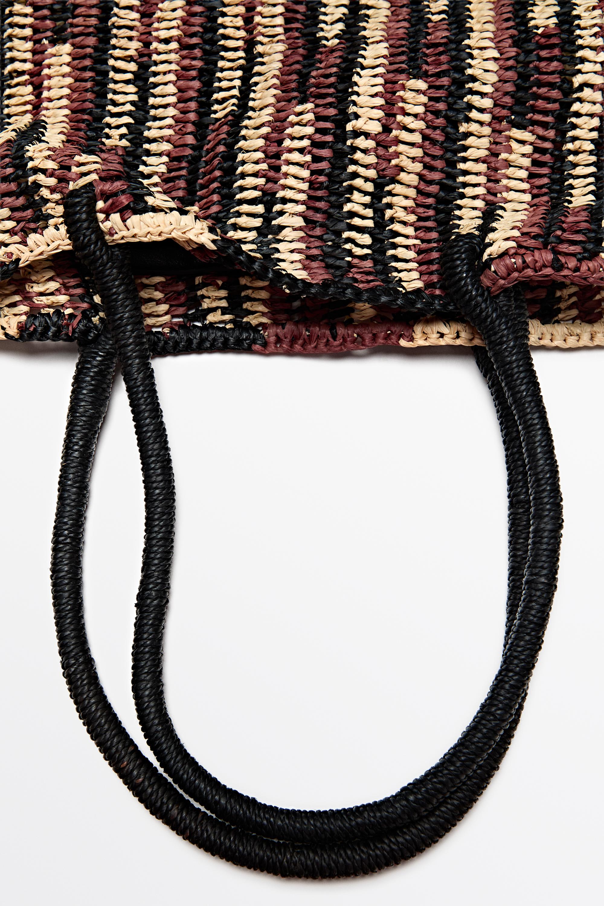 Mini raffia bucket bag — RUSSET
