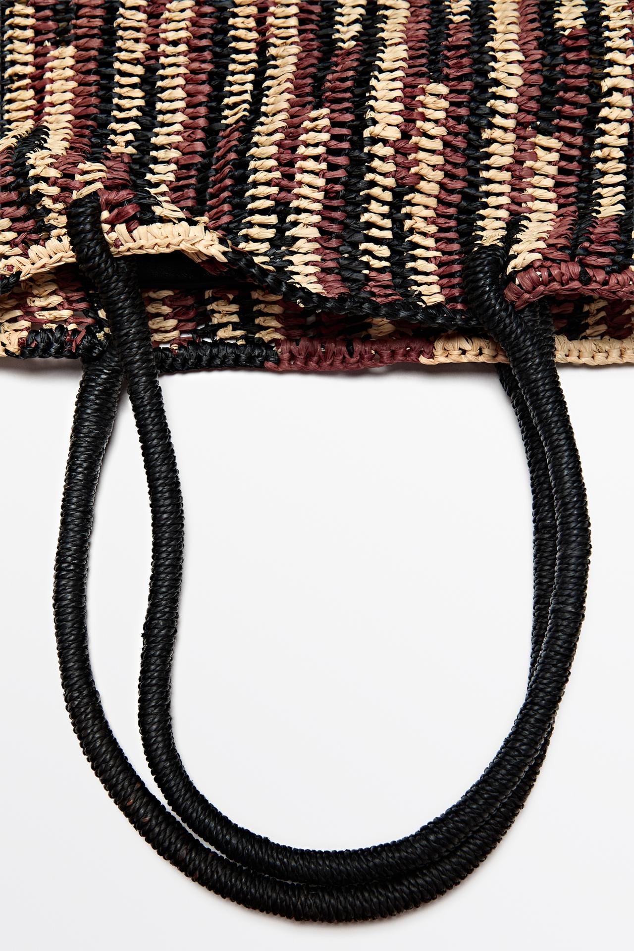 Mini raffia bucket bag — RUSSET
