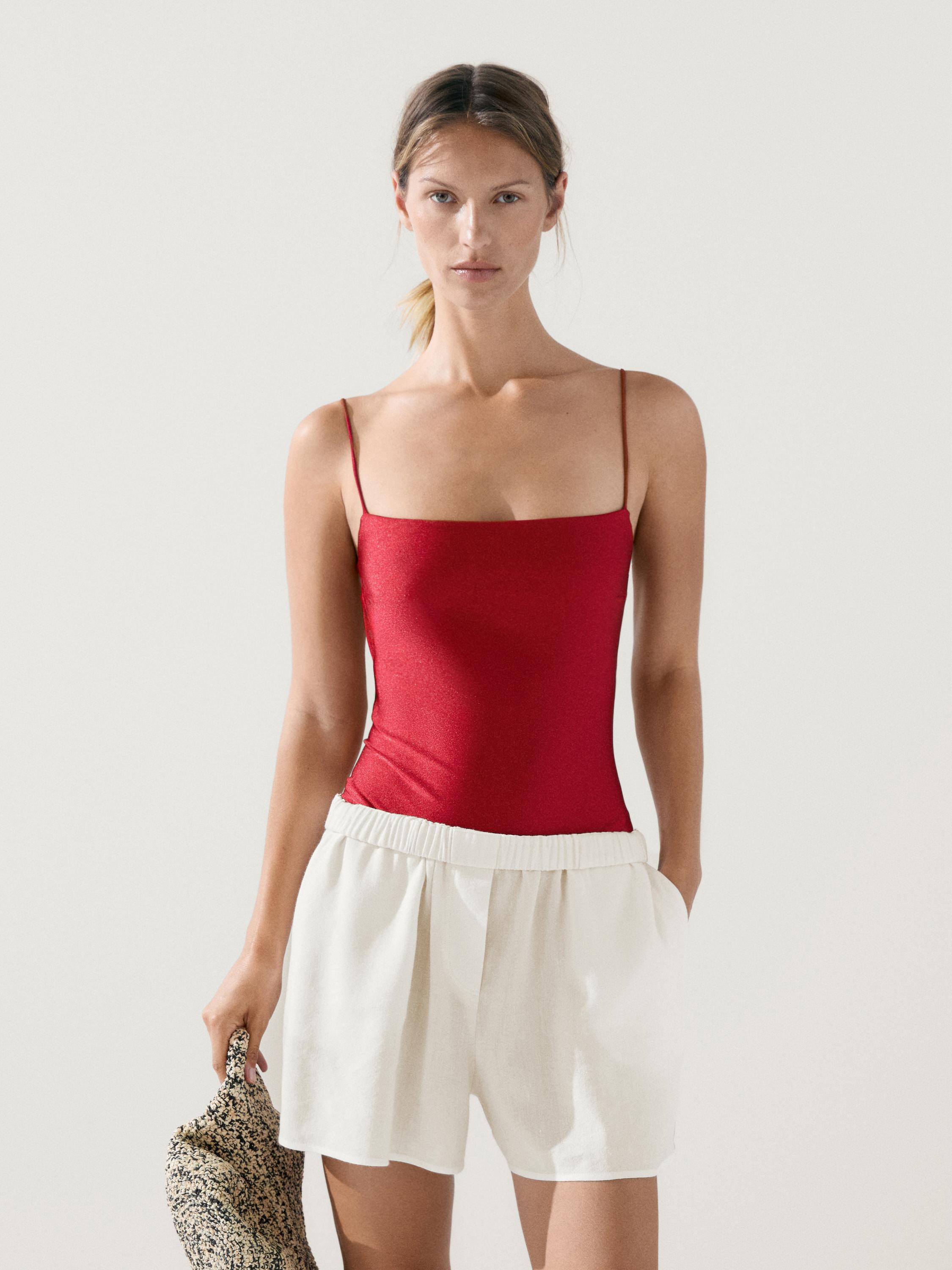 Swimsuit with thin straps — RED