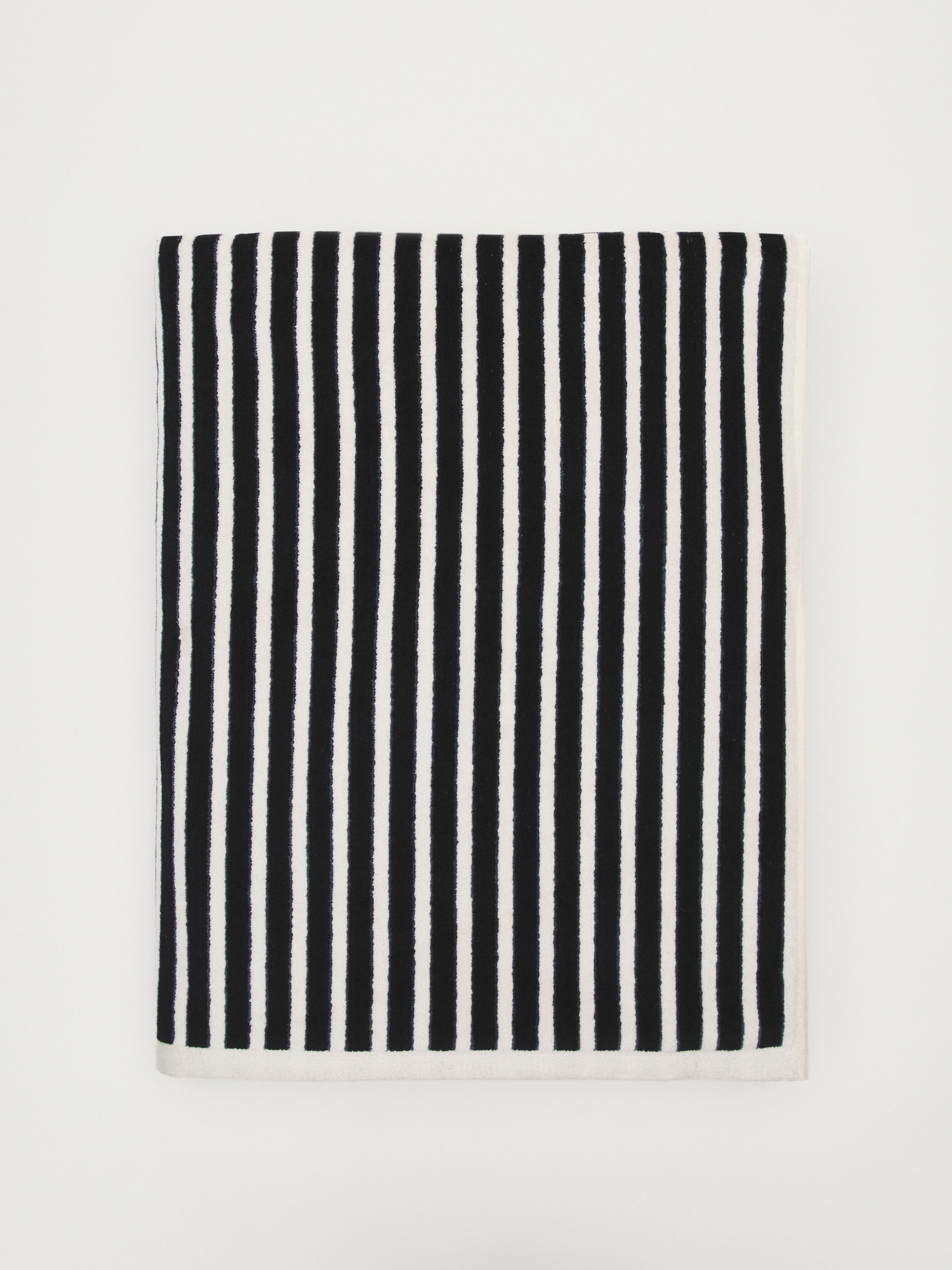Striped cotton towel — NAVY BLUE