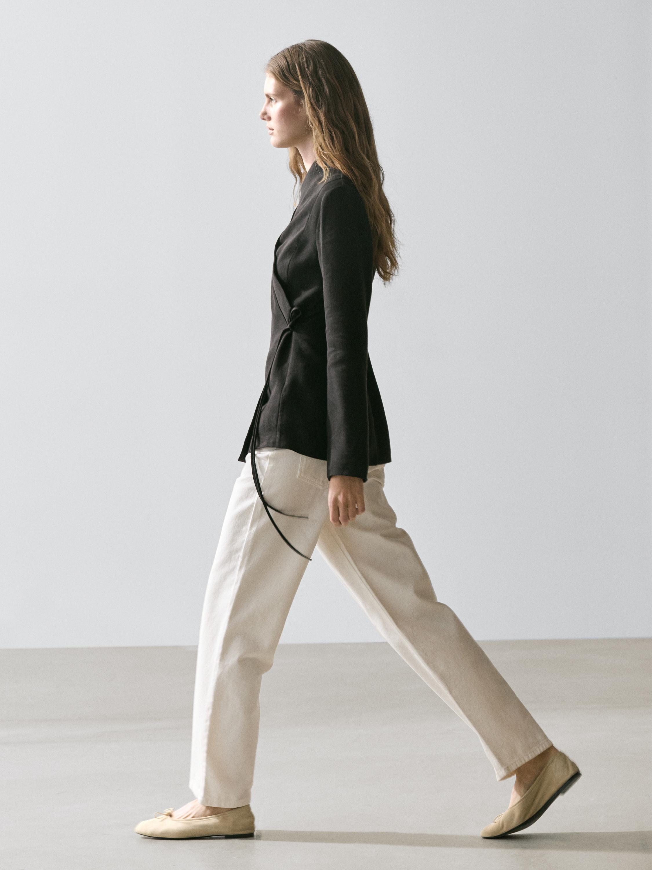 كيمونو ضيق من الكتان المخلوط