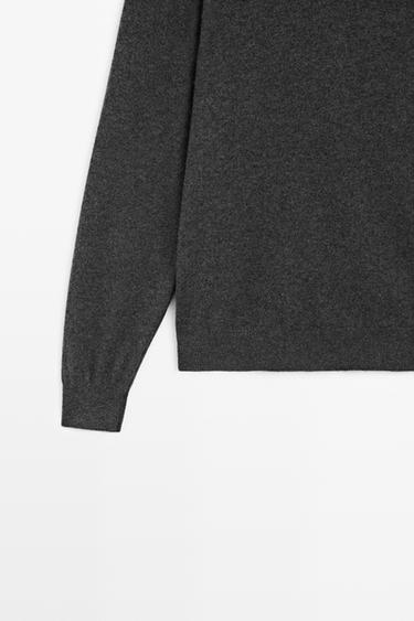 100% cashmere high neck knit sweater — ANTHRACITE GREY 7