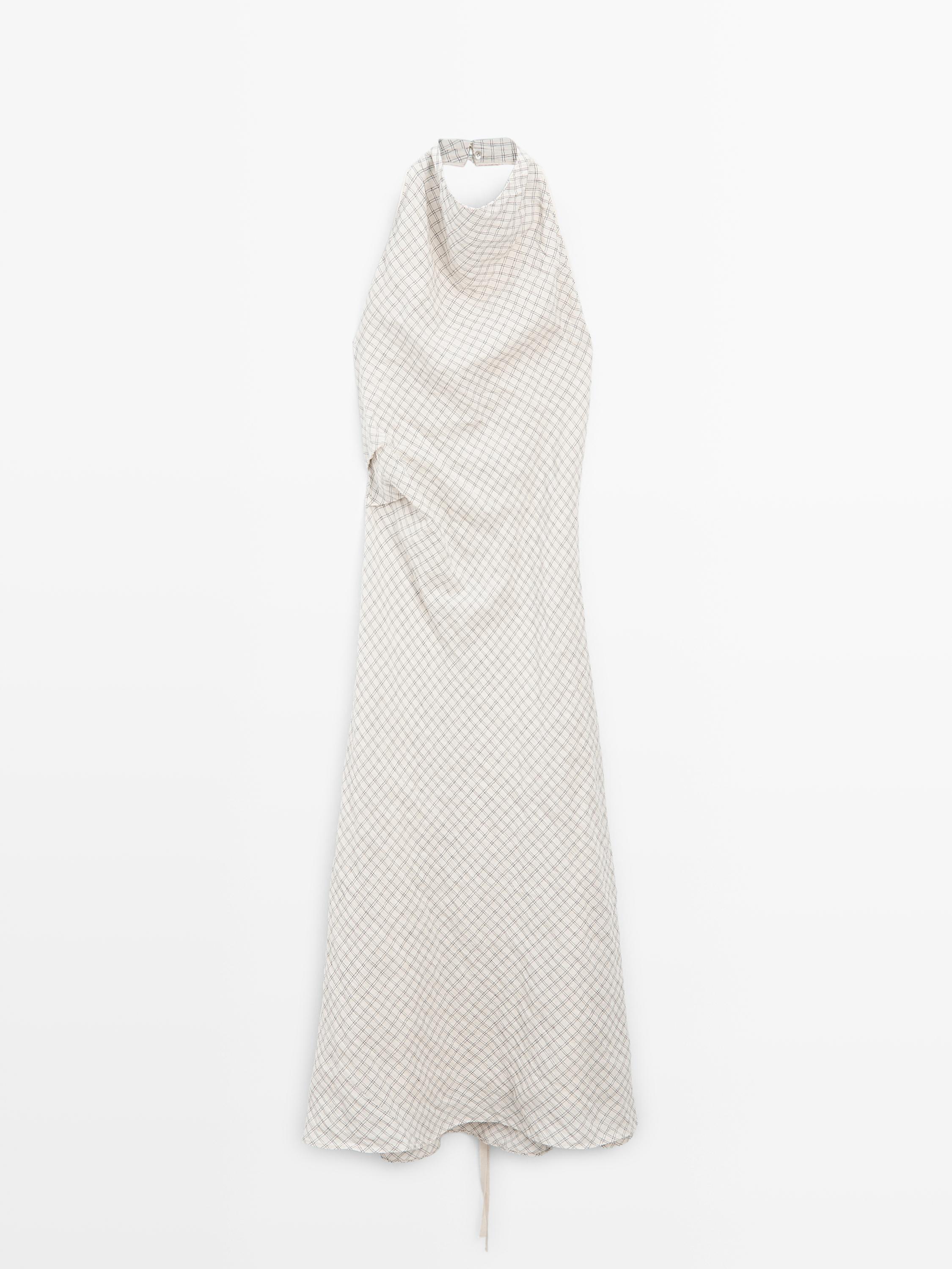 Halter midi dress with low-cut back