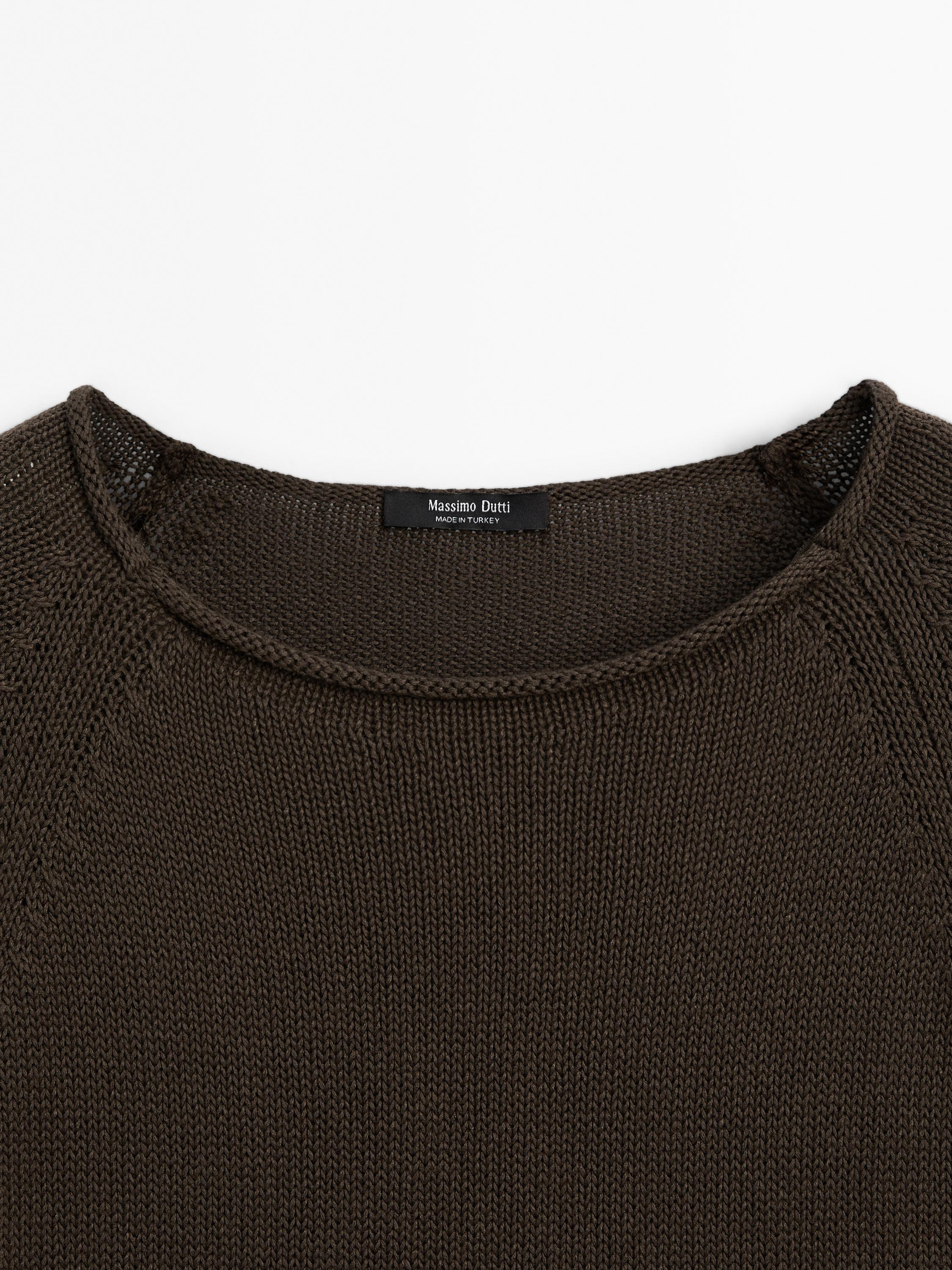 Purl knit cutwork sweater