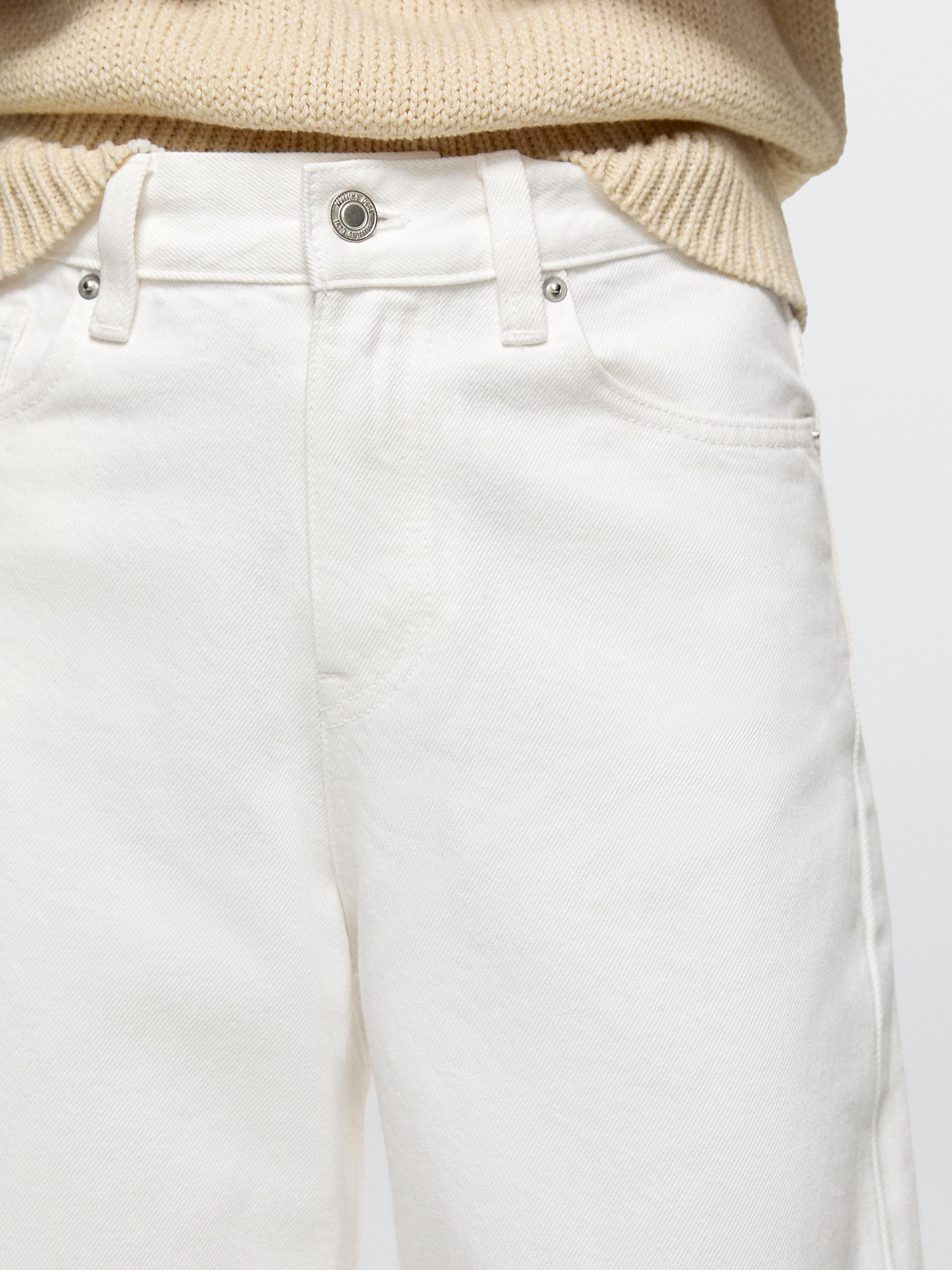 Mid-rise cropped wide-leg jeans — Off white
