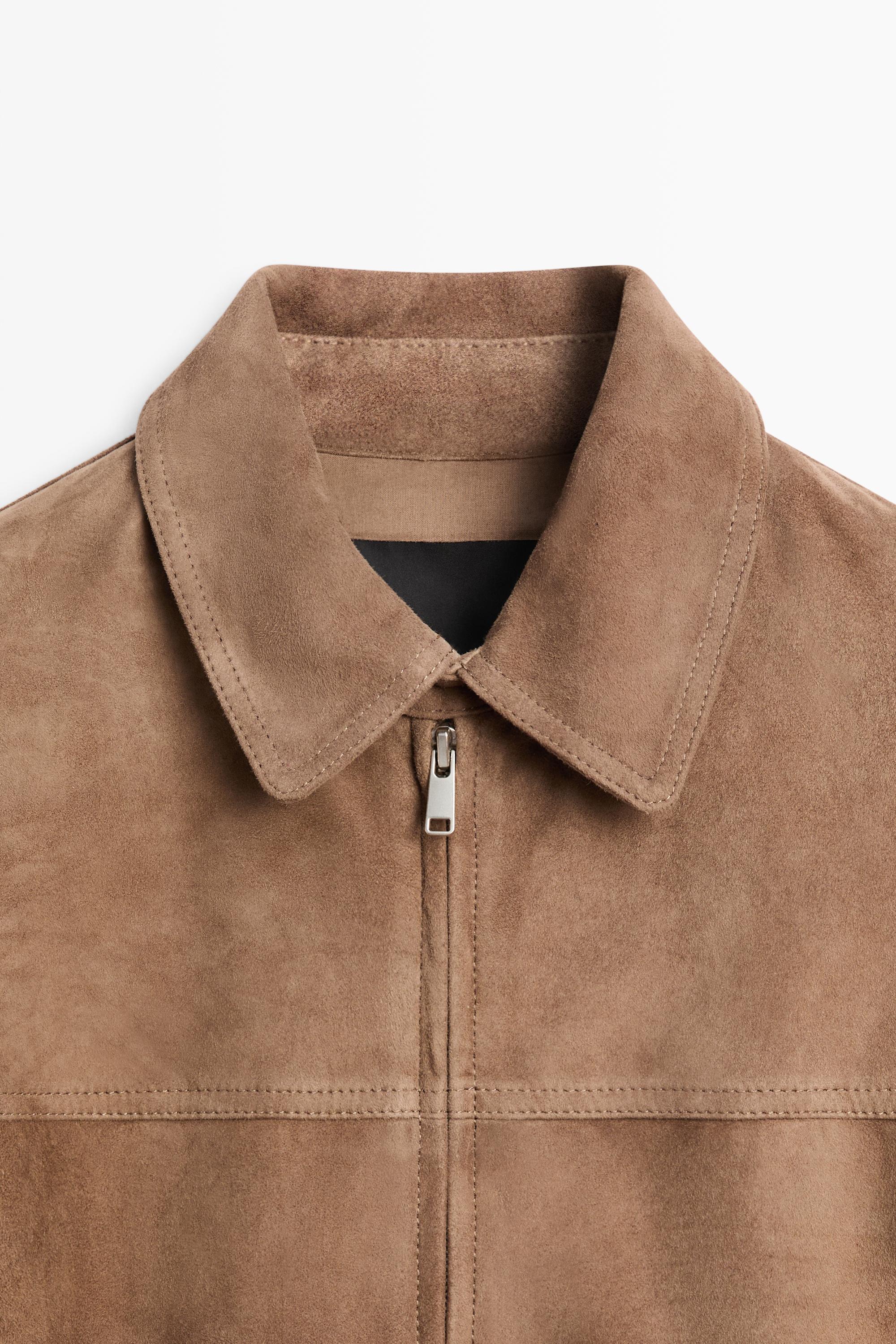 Suede bomber jacket — TAUPE GREY