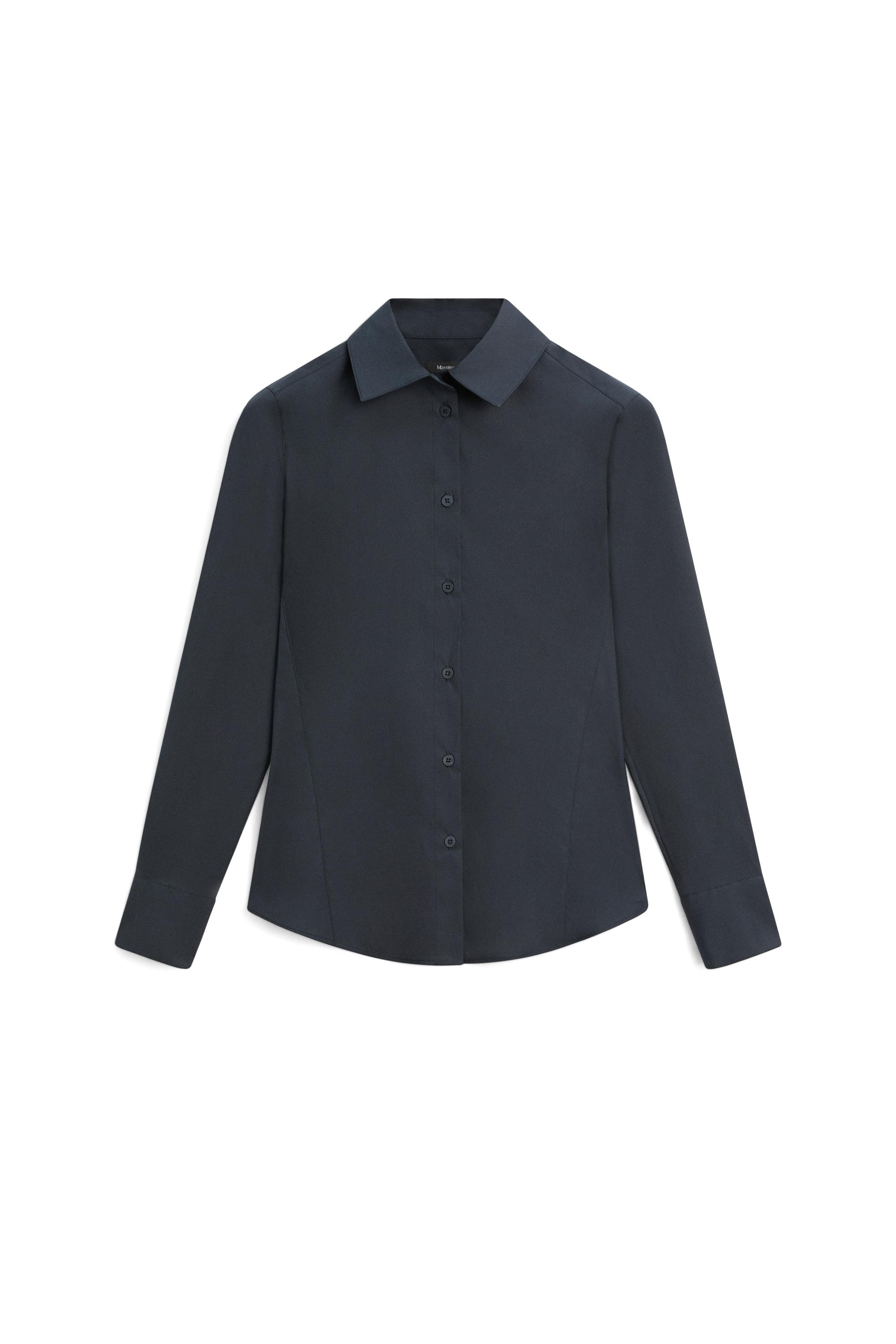 Cotton blend poplin shirt — NAVY BLUE