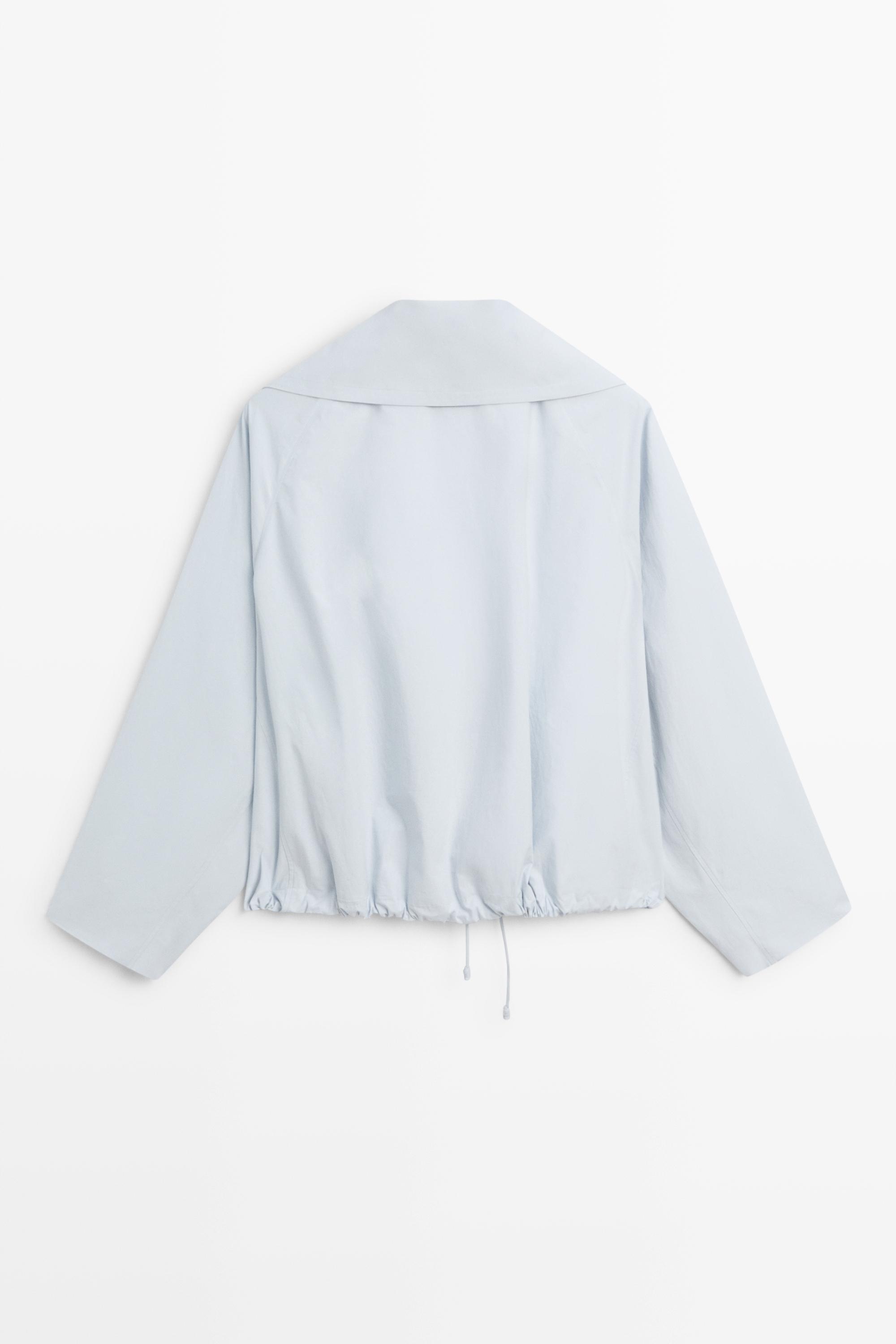 Cropped button-detail bomber jacket — FADED BLUE