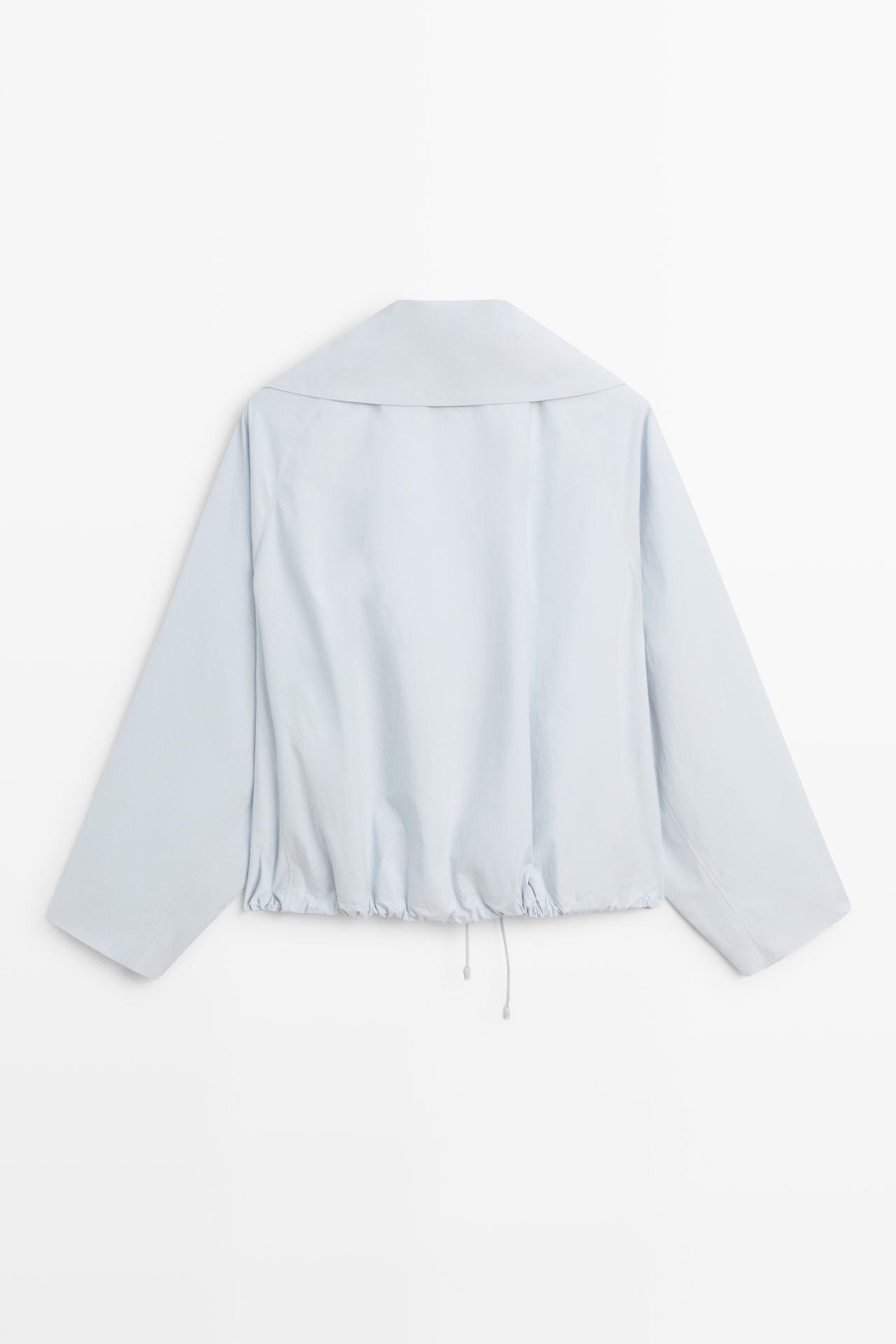 Cropped button-detail bomber jacket — FADED BLUE