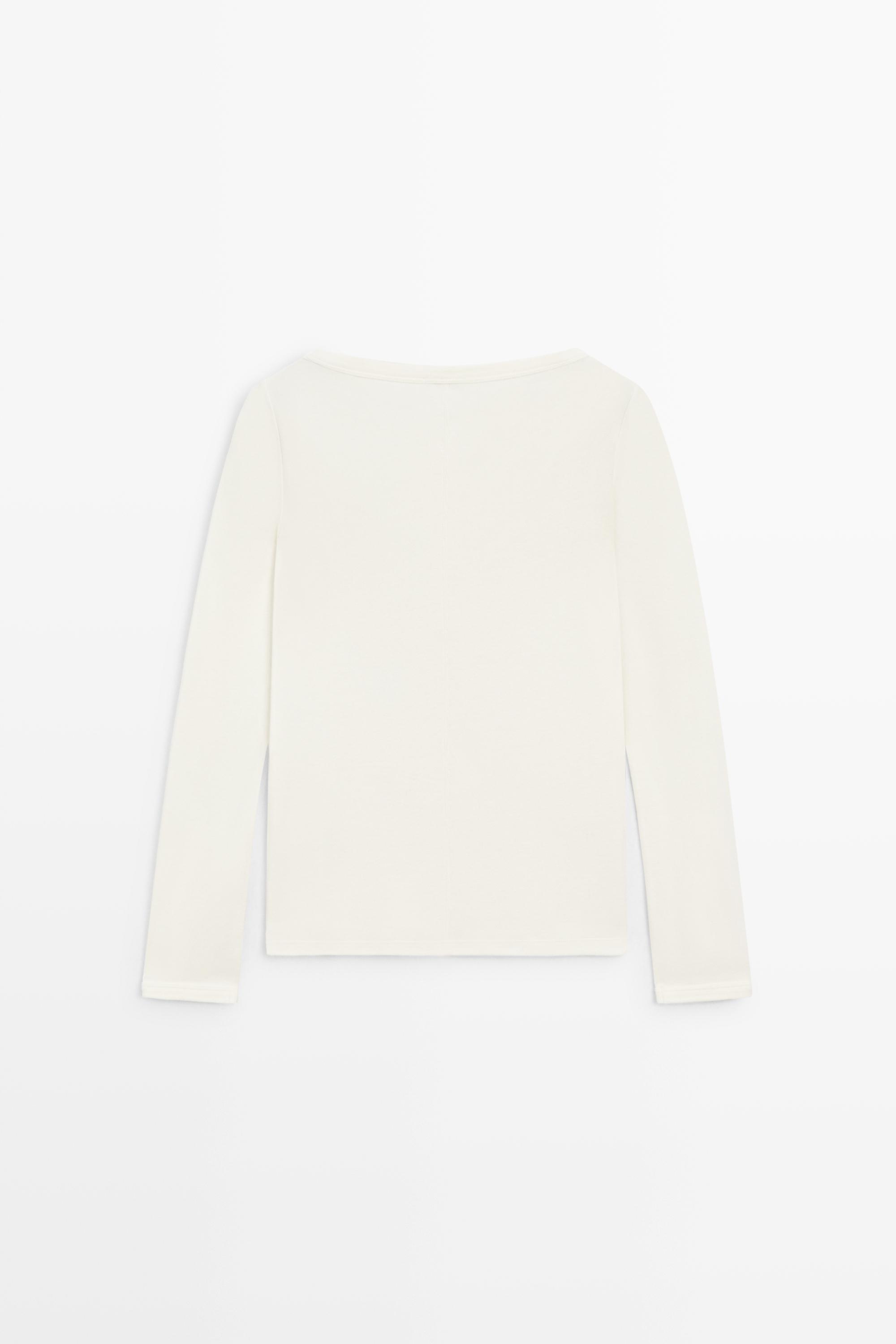 Long Sleeve Boat Neck T-shirt — CREAM