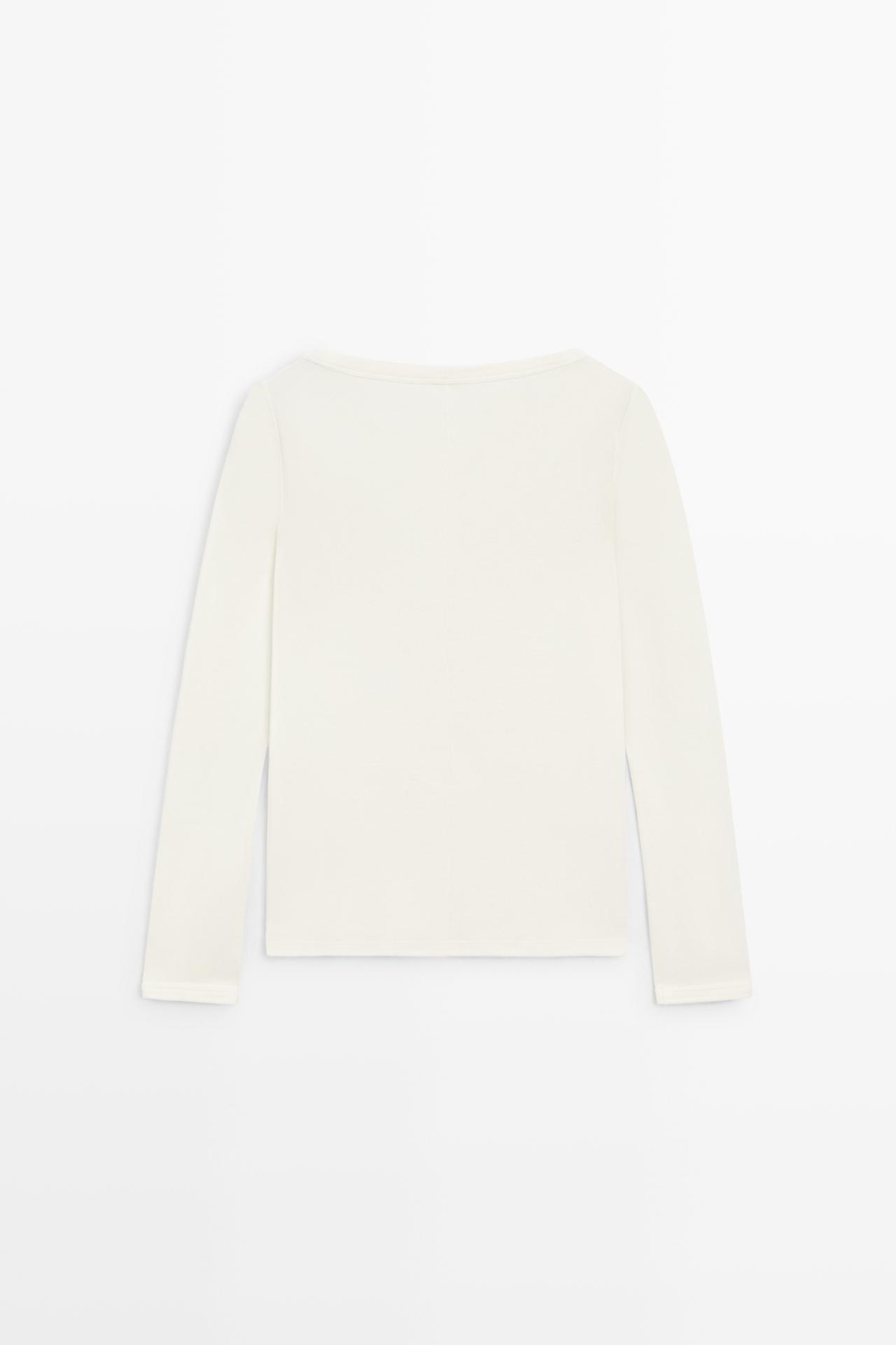 Long Sleeve Boat Neck T-shirt — CREAM