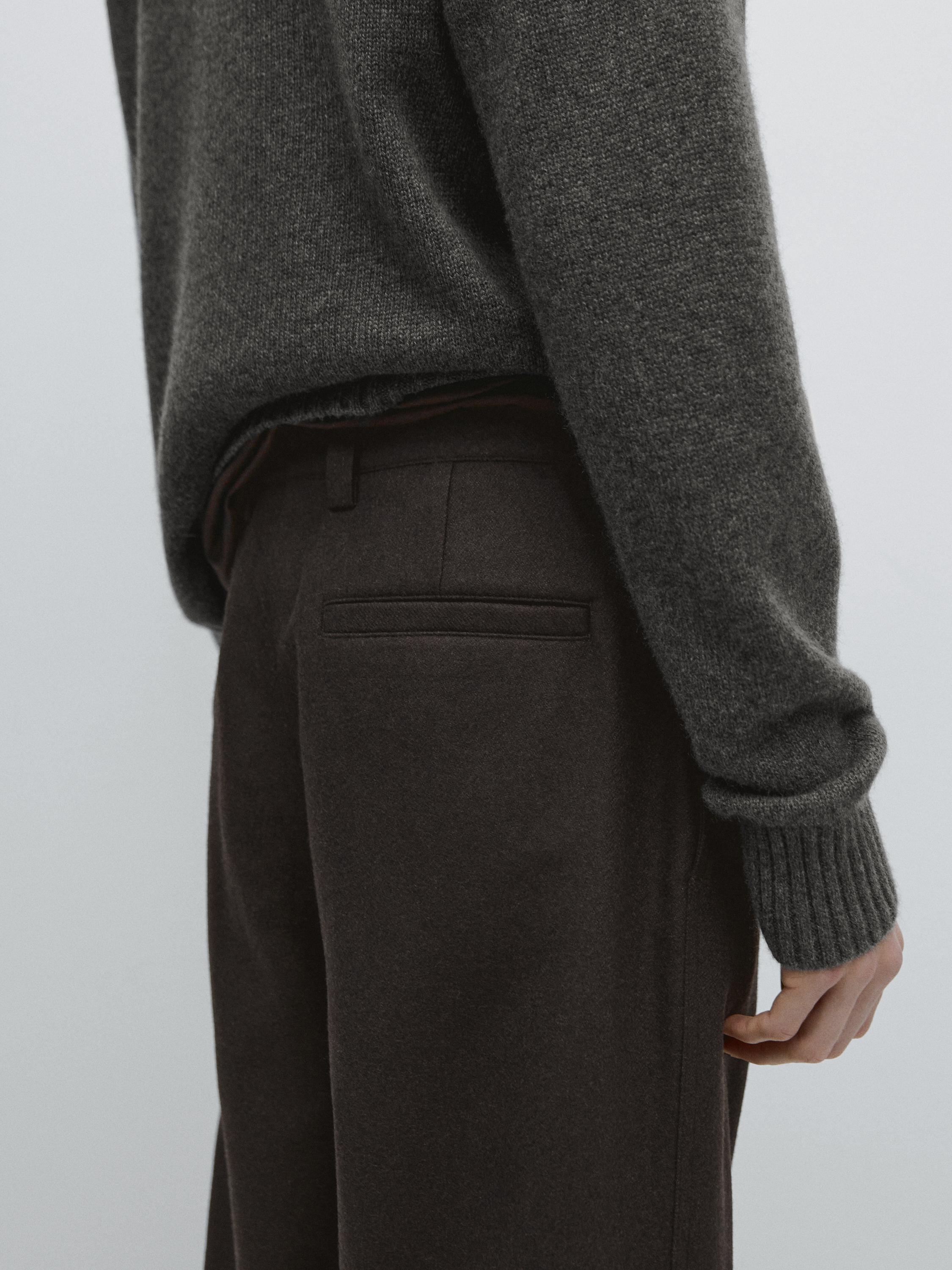 Total look wool blend trousers — BROWN
