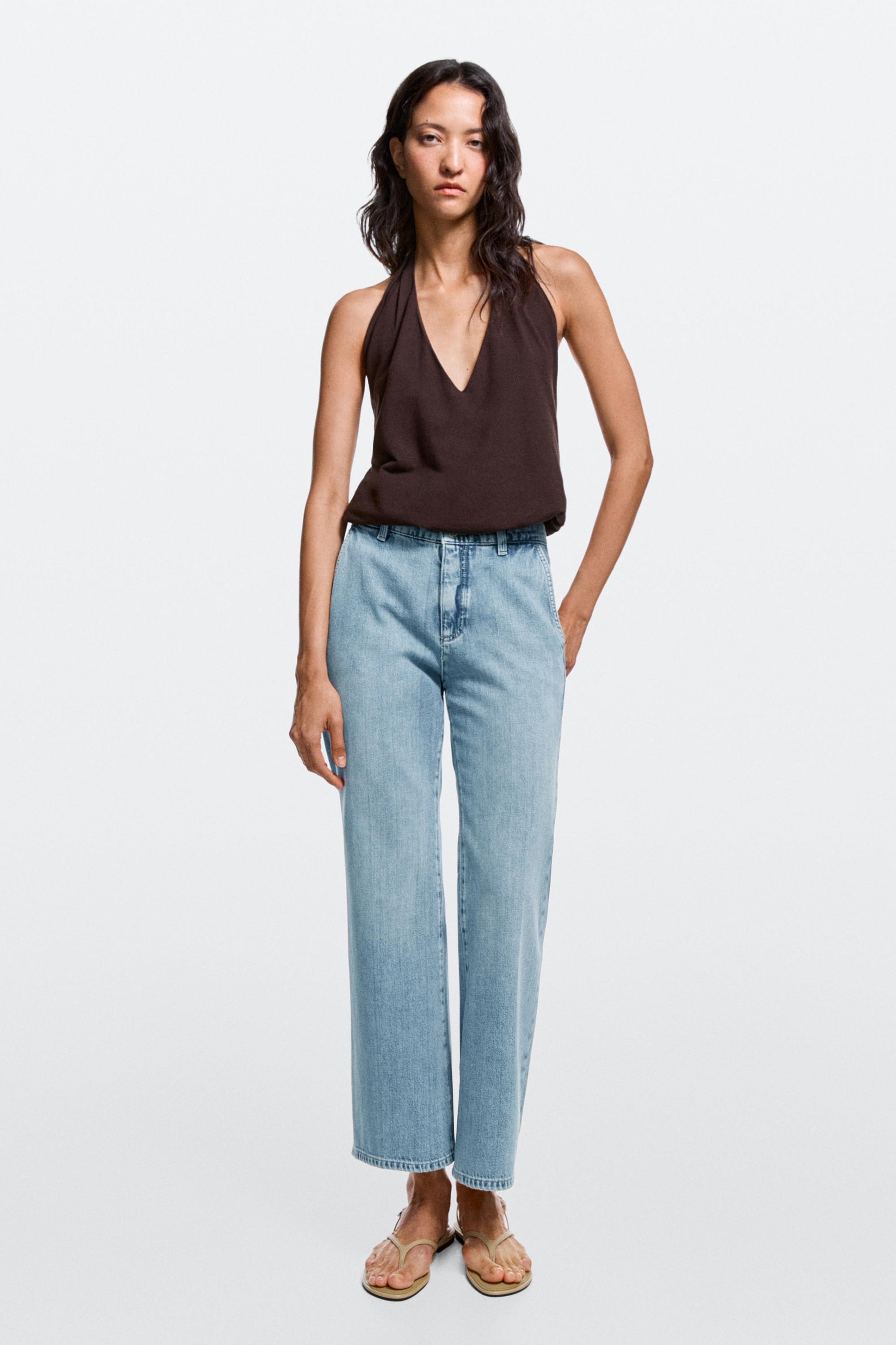 High-waist cropped flare jeans — Light Blue