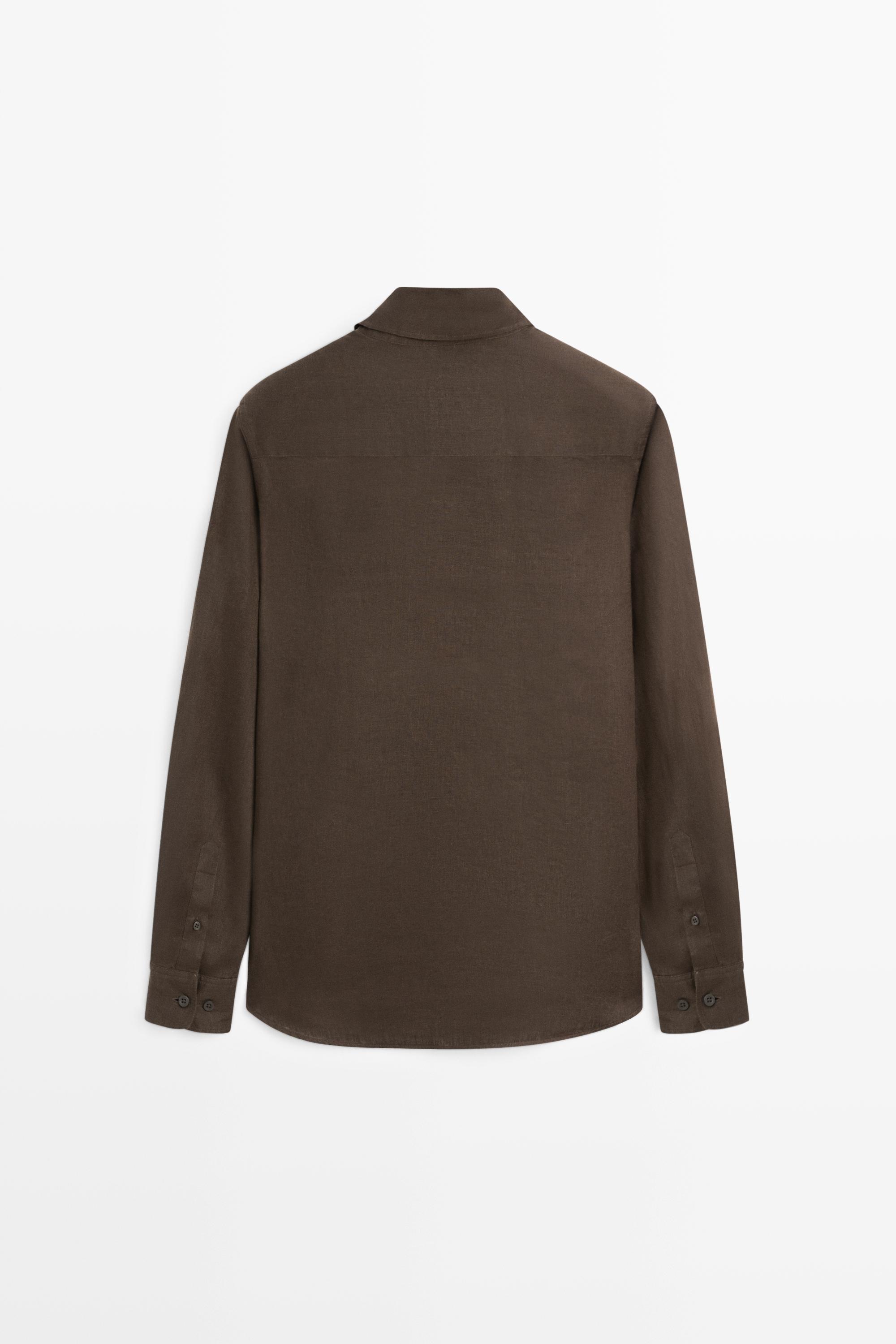 100% linen slim fit shirt — Chocolate