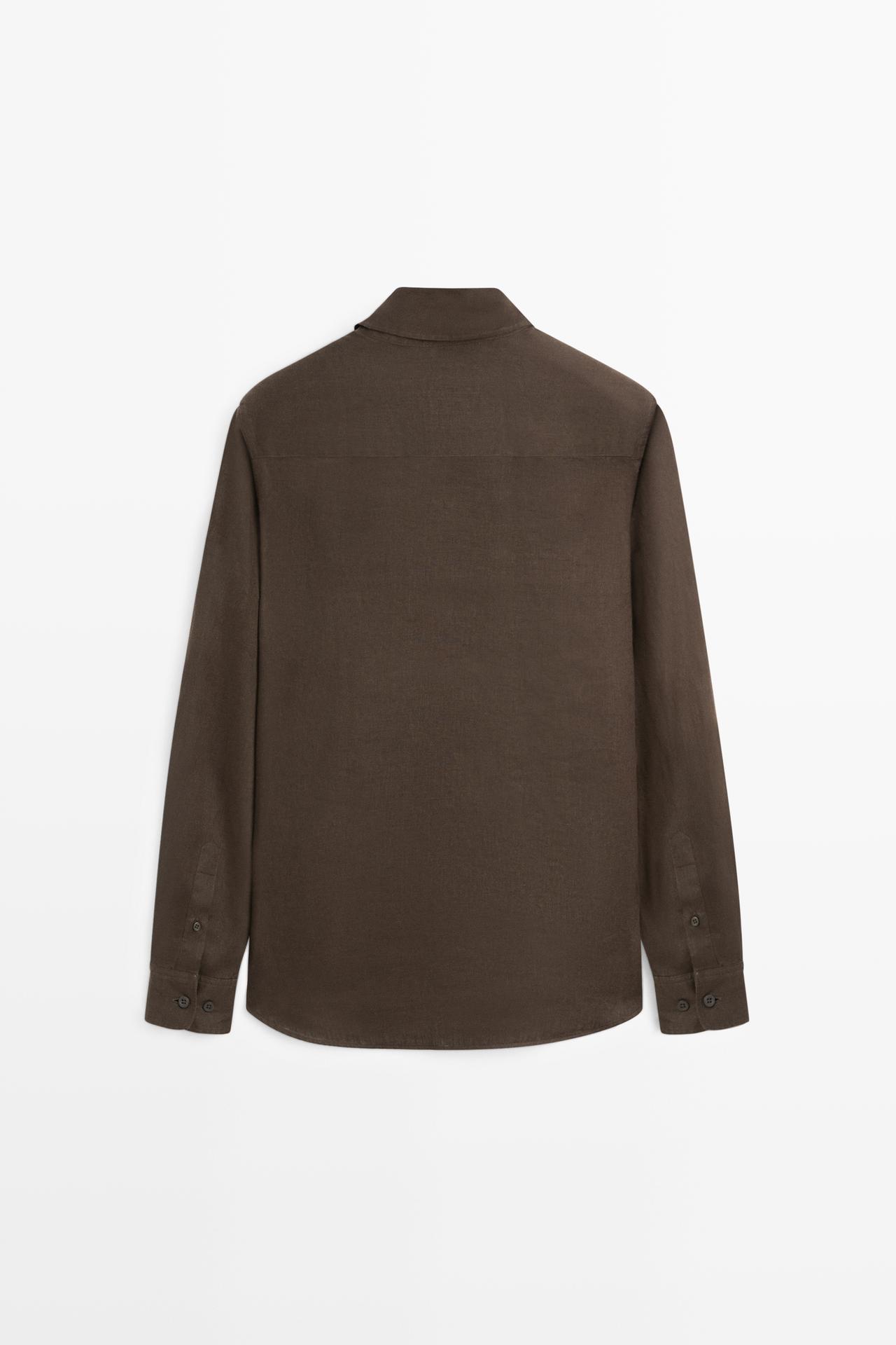 100% linen slim fit shirt — Chocolate