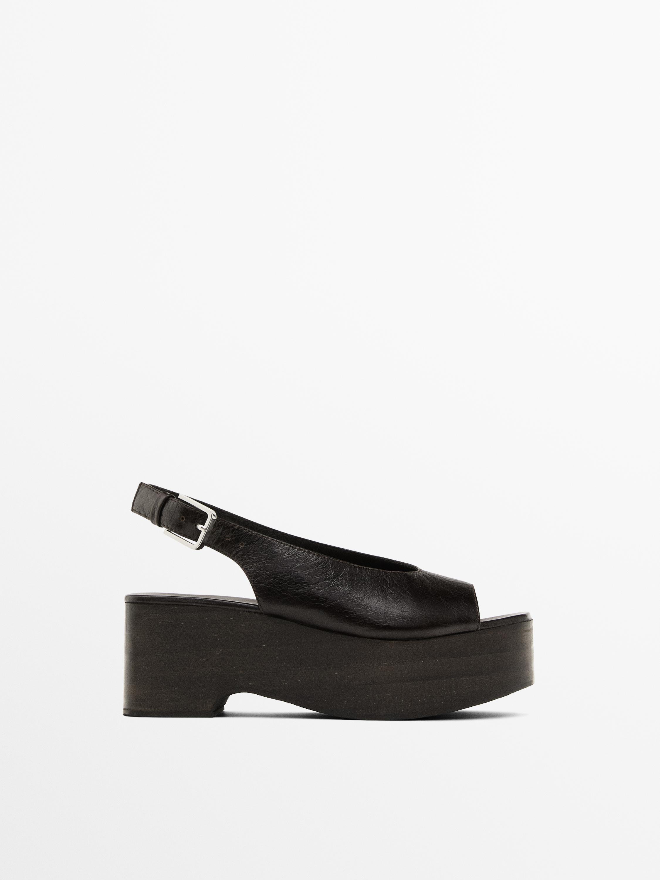 Wooden wedge mule sandals