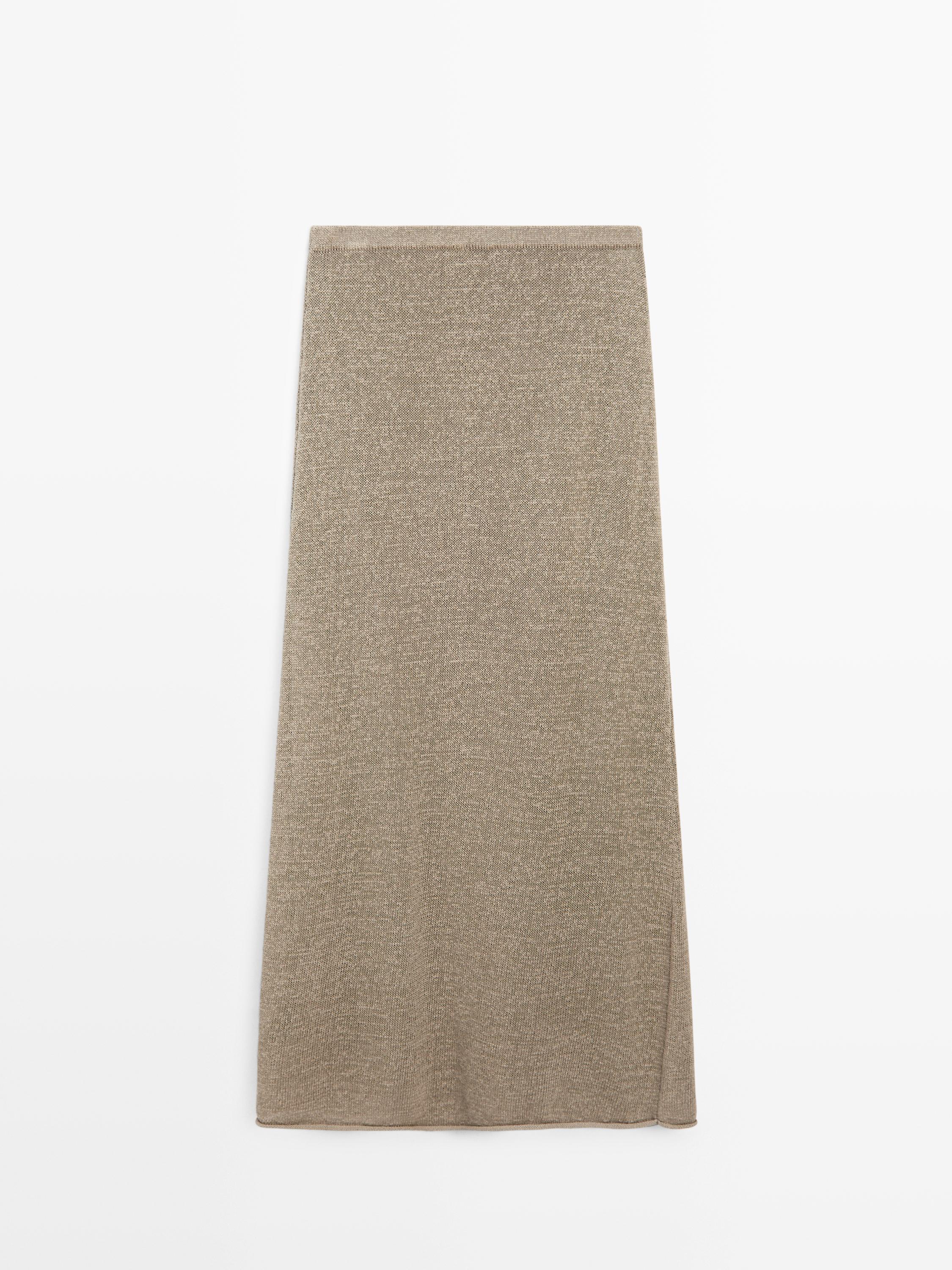 Total look flared knit skirt — SAND