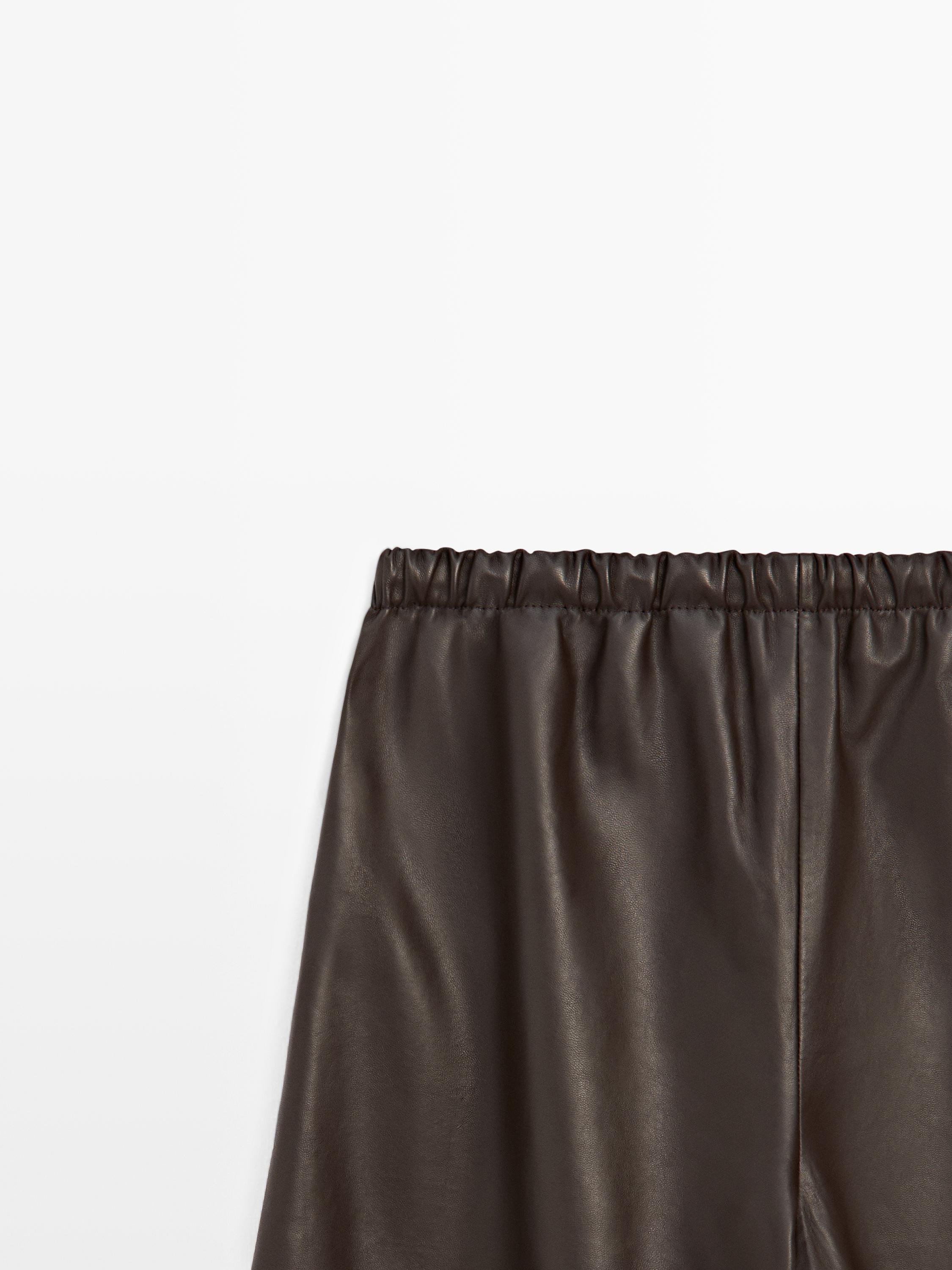 Nappa leather sarouel trousers — BROWN