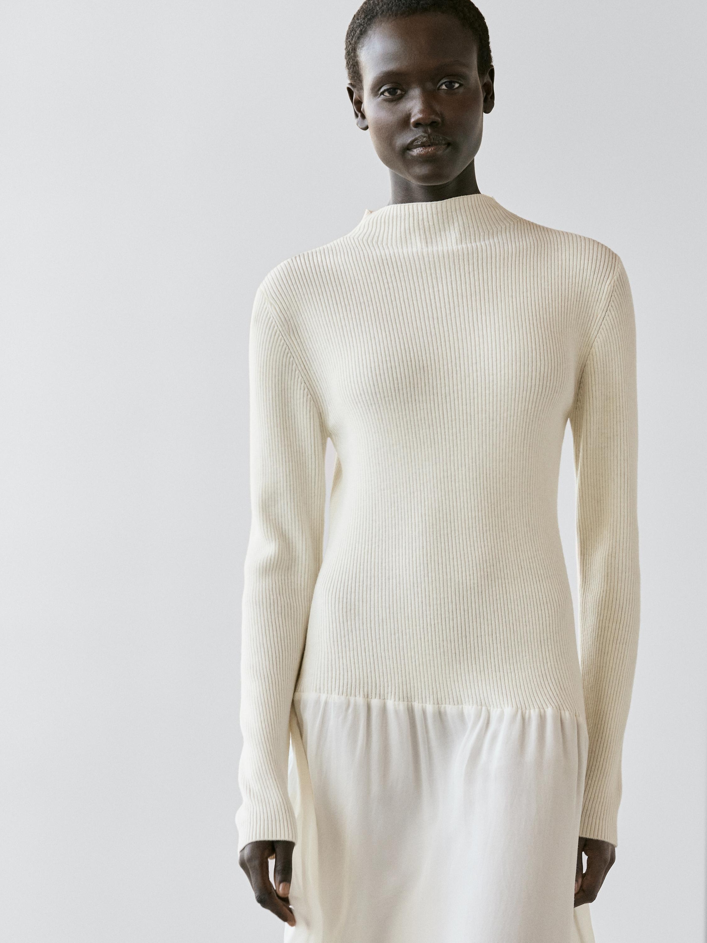 Knit dress with matching detail — CREAM