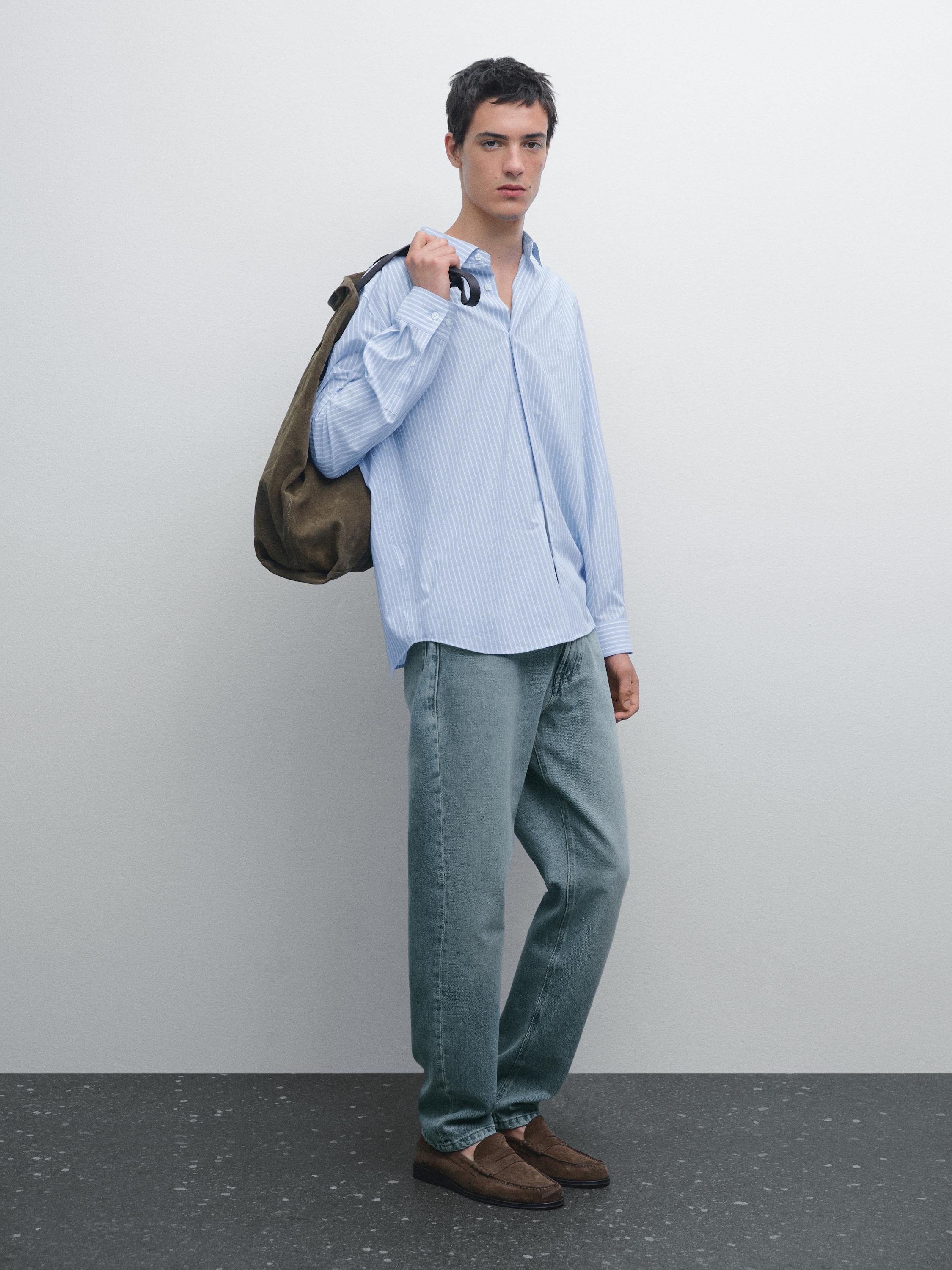 Skjorte med stripedetalj –regular-fit