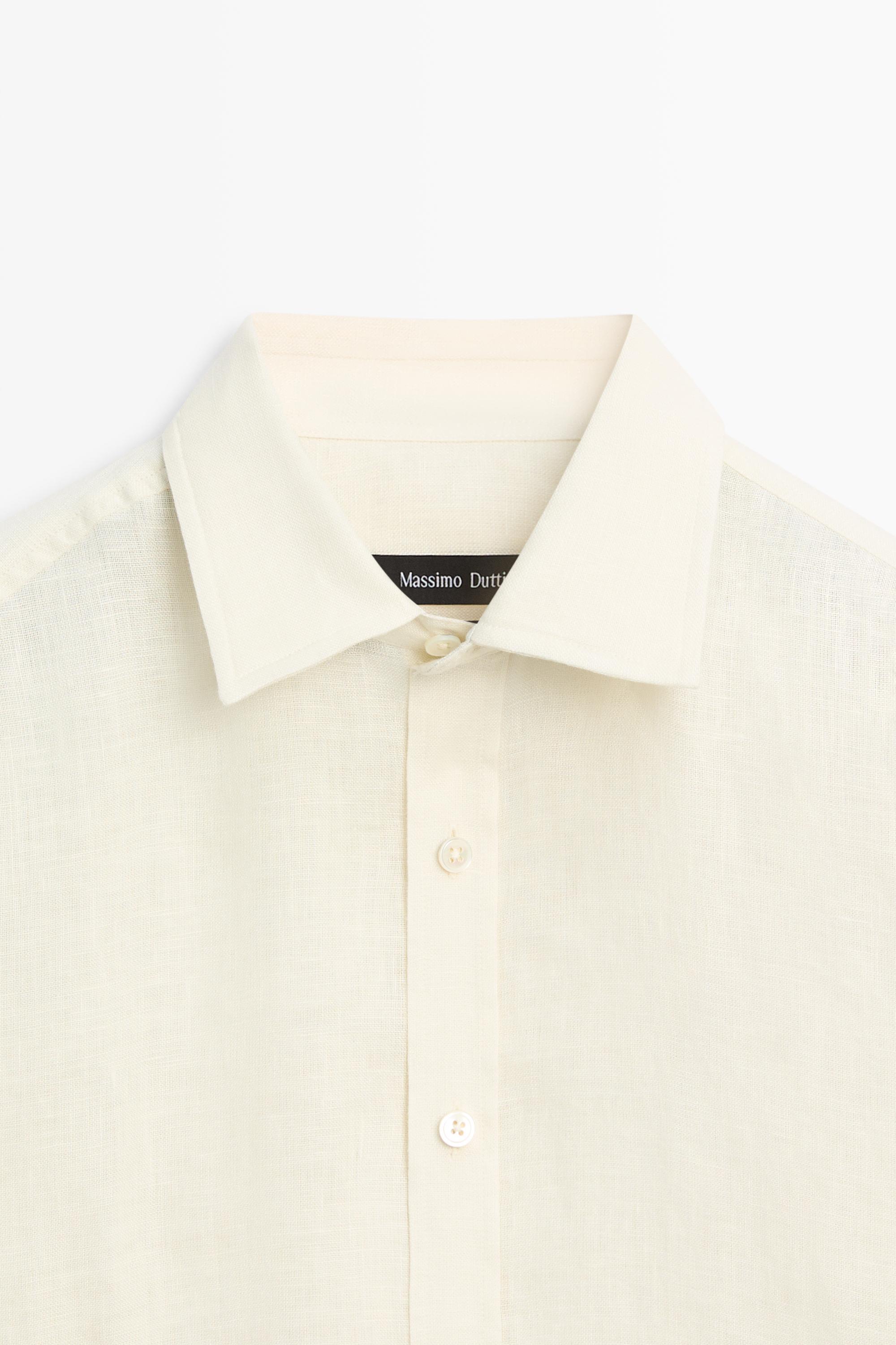 100% linen regular fit shirt — PALE ECRU