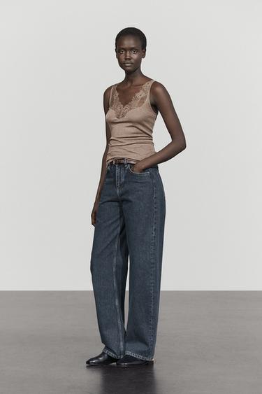Strappy lace-trimmed camisole top — MINK 8