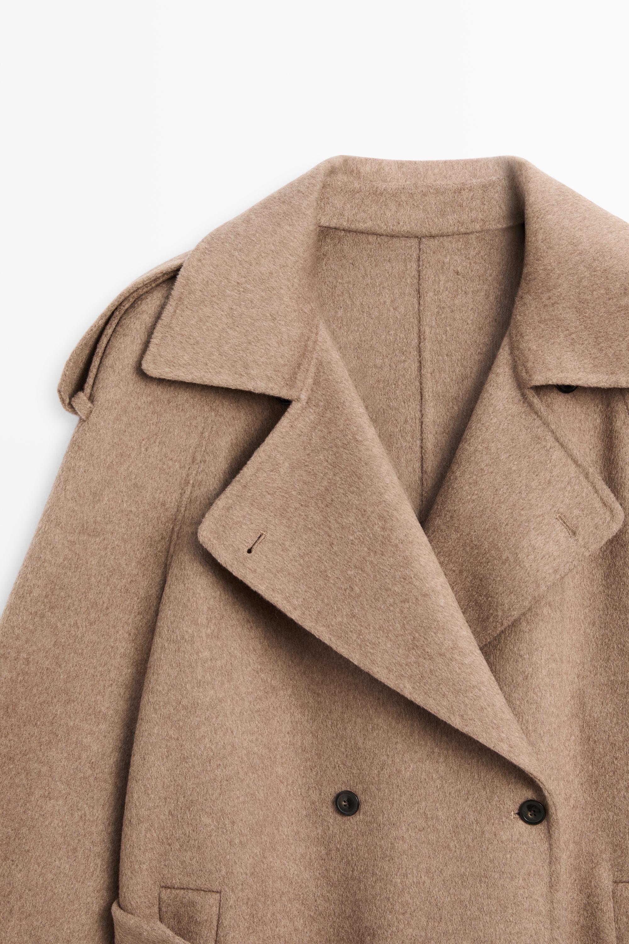 Long wool blend trench coat — TAUPE GREY