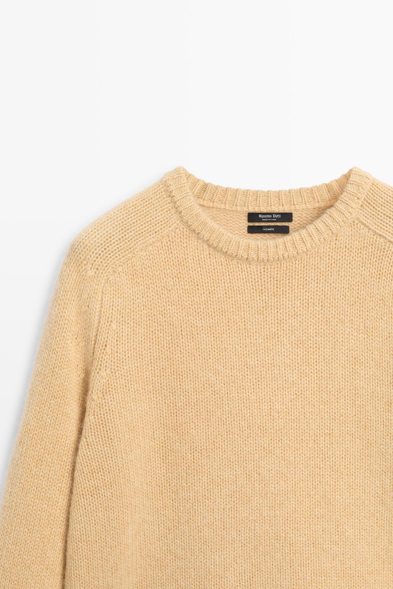 Knit 100% cashmere round neck sweater — Vanilla