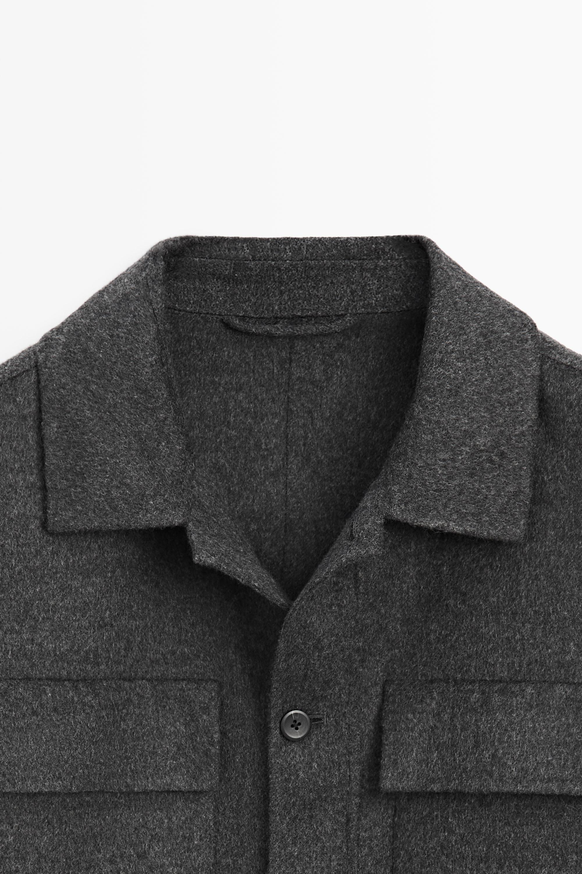 Wool blend overshirt with pocket detail — CHARCOAL