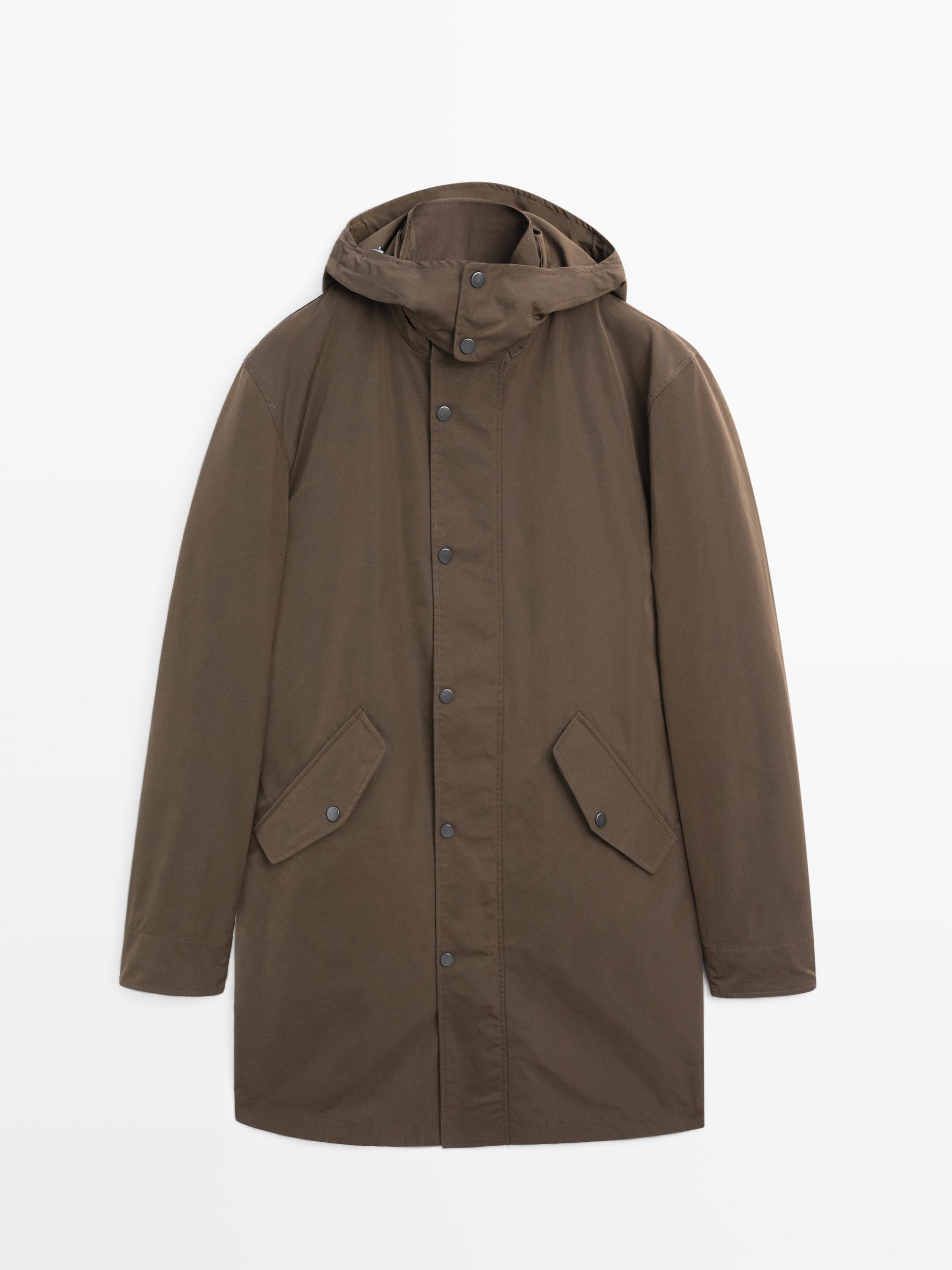 Long technical parka with detachable interior