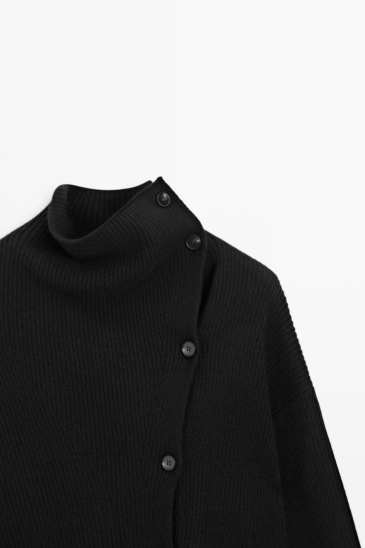 Cashmere blend button detail cardigan — BLACK