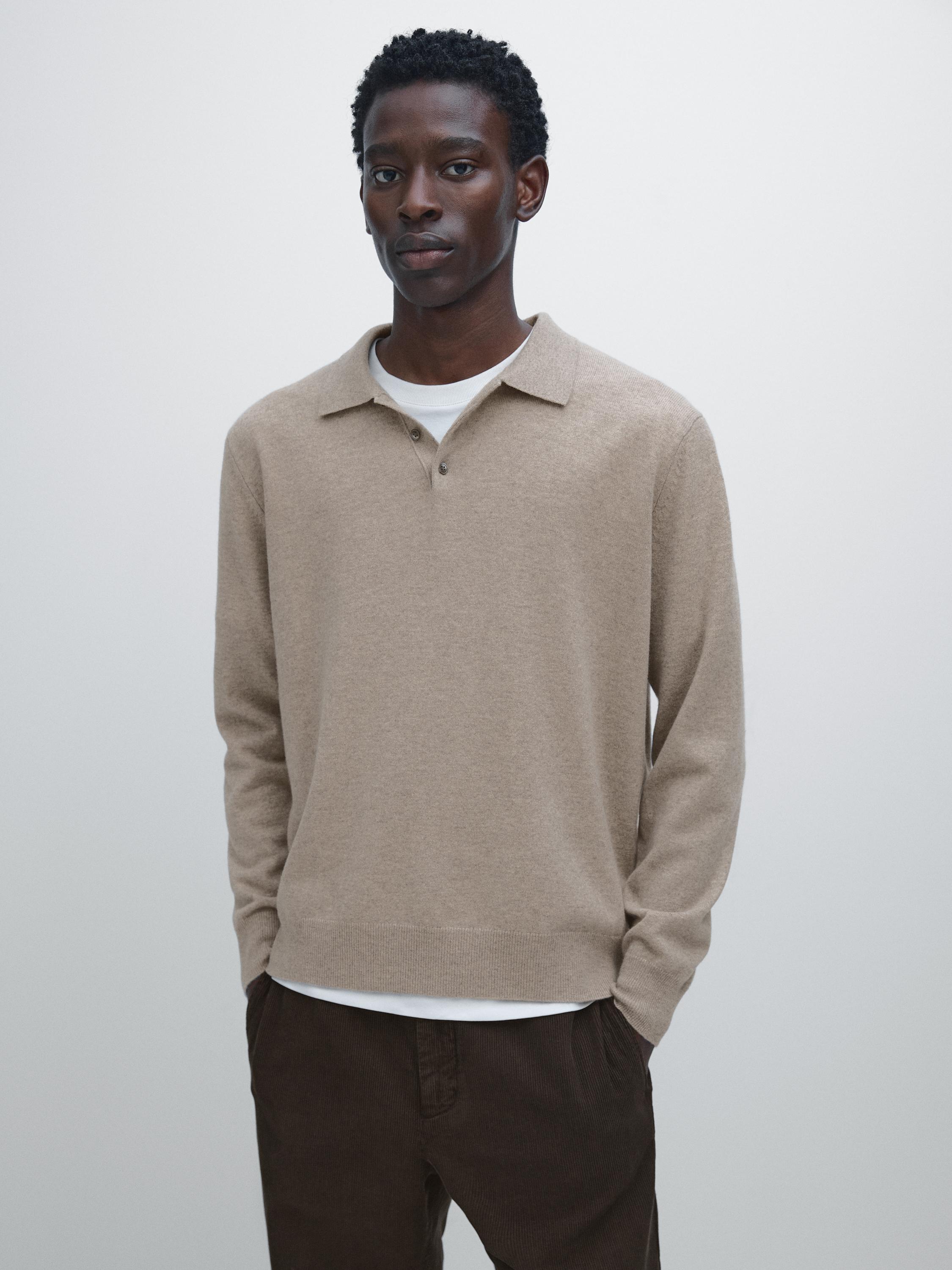 Wool blend knit polo jumper