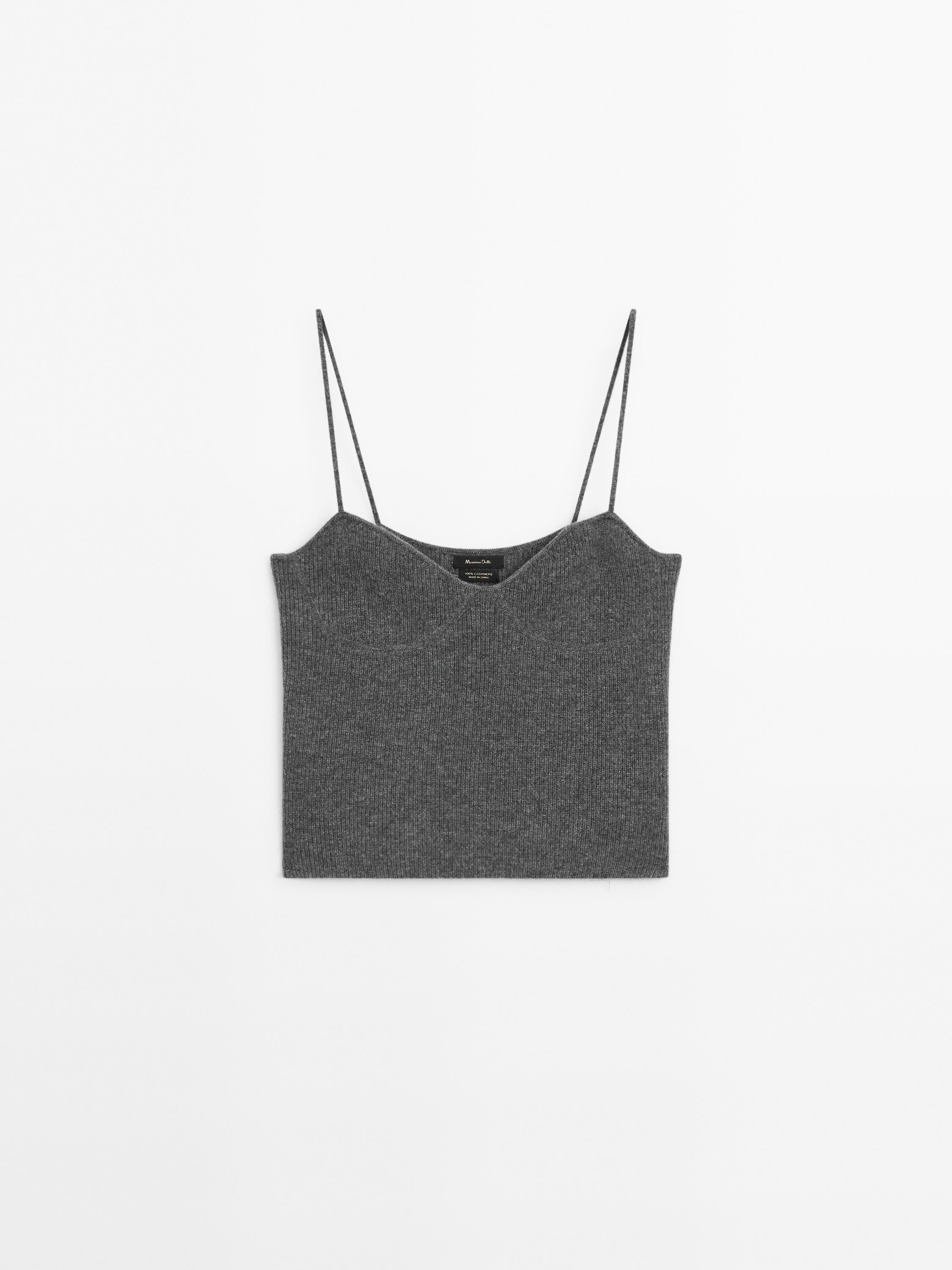 100% cashmere knit strappy top