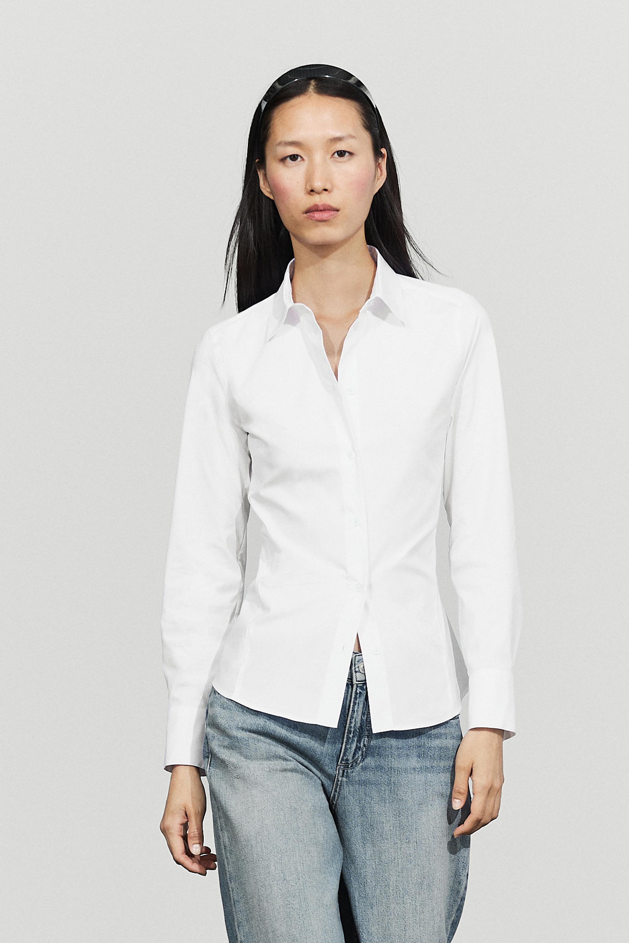 Massimo Dutti Pamuk karışımlı poplin gömlek görsel 7