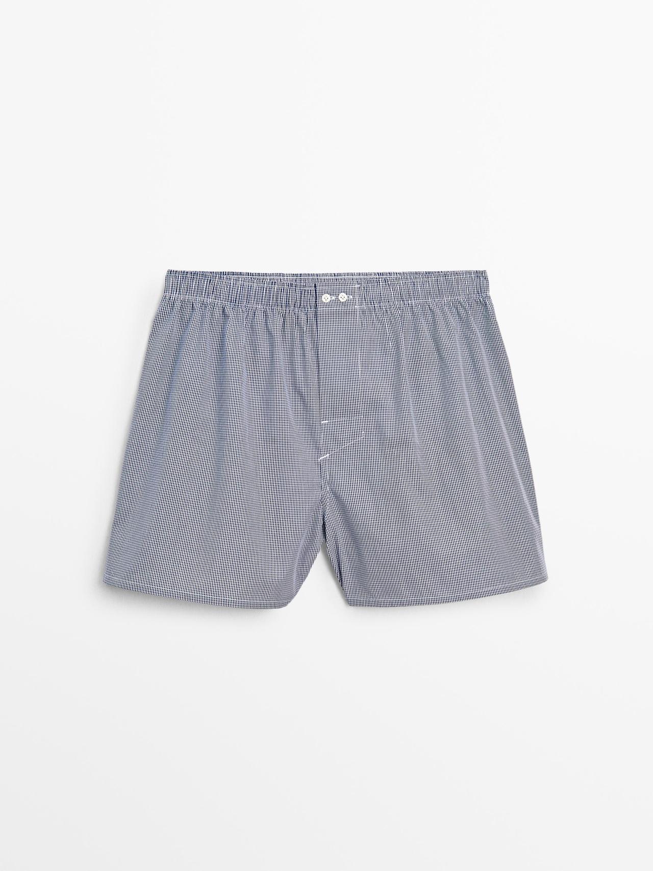 Massimo Dutti - Herre - Køkkenternede Mini-Boxershorts - Marineblå - L