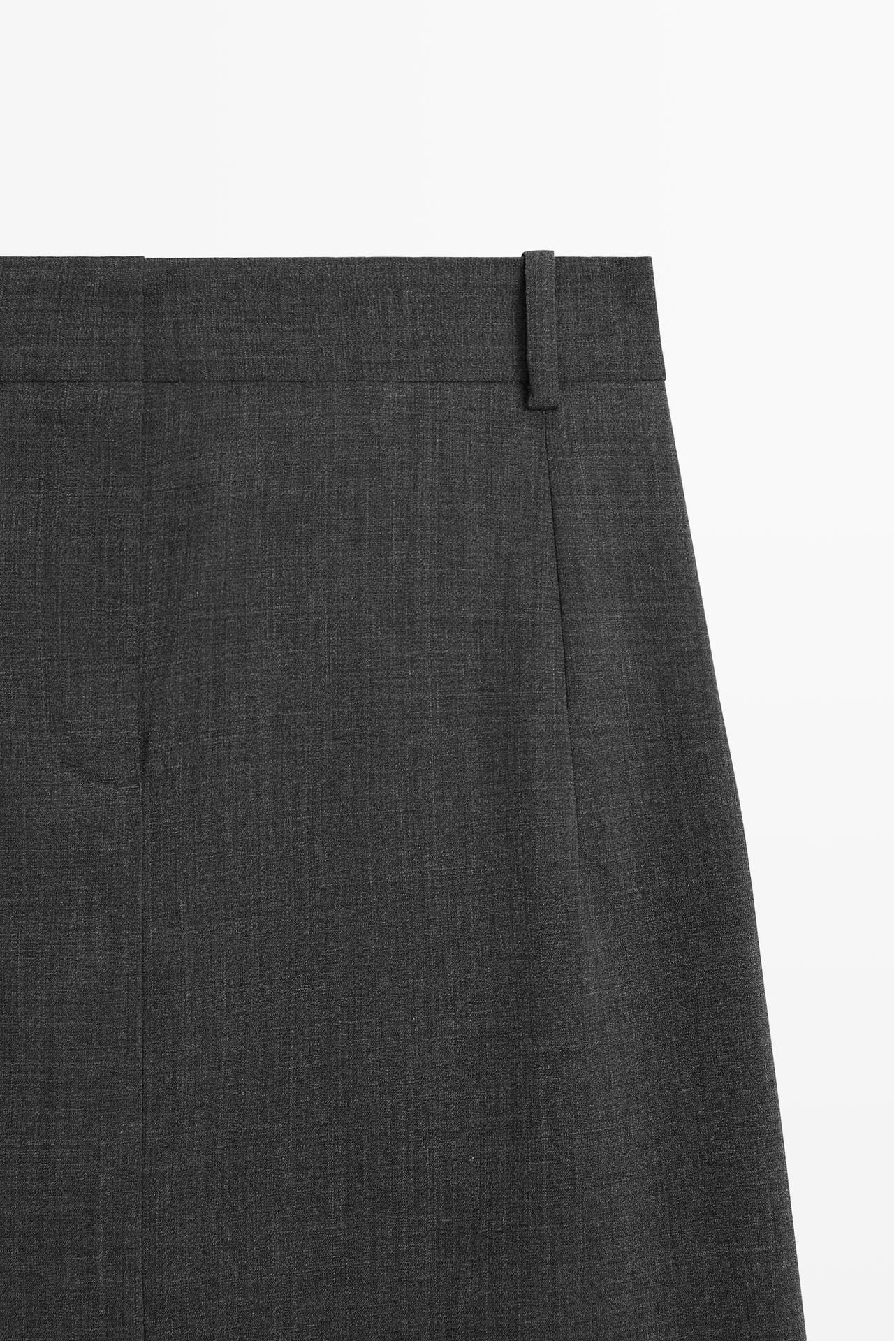 Straight wool-blend midi skirt — GREY