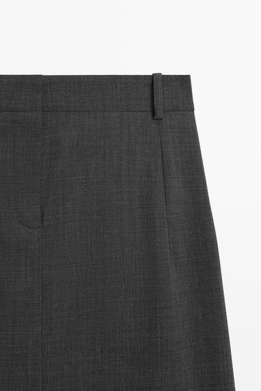 Straight wool-blend midi skirt — GREY 4
