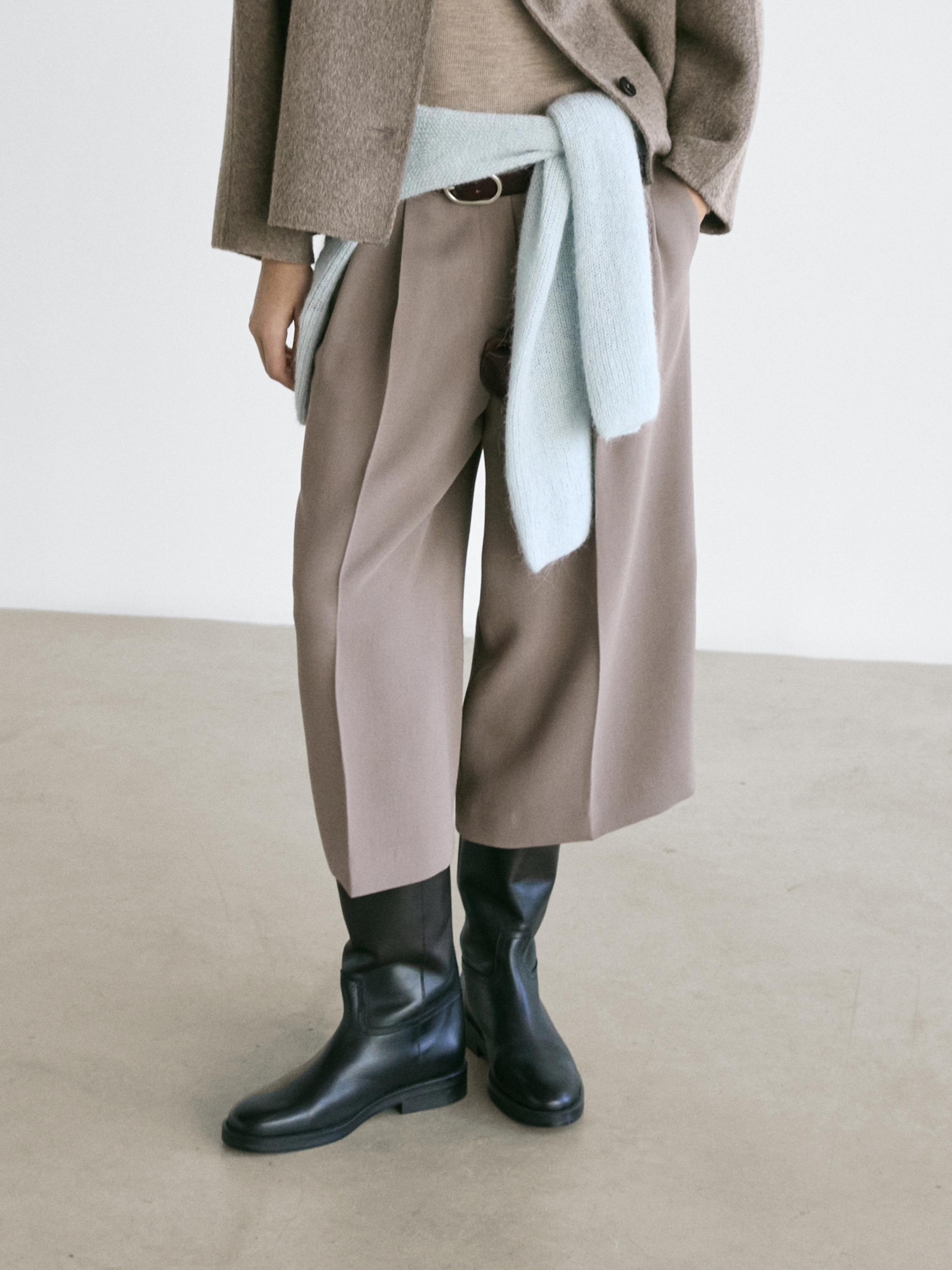 Flowing long wide-leg Bermuda shorts — MOLE BROWN