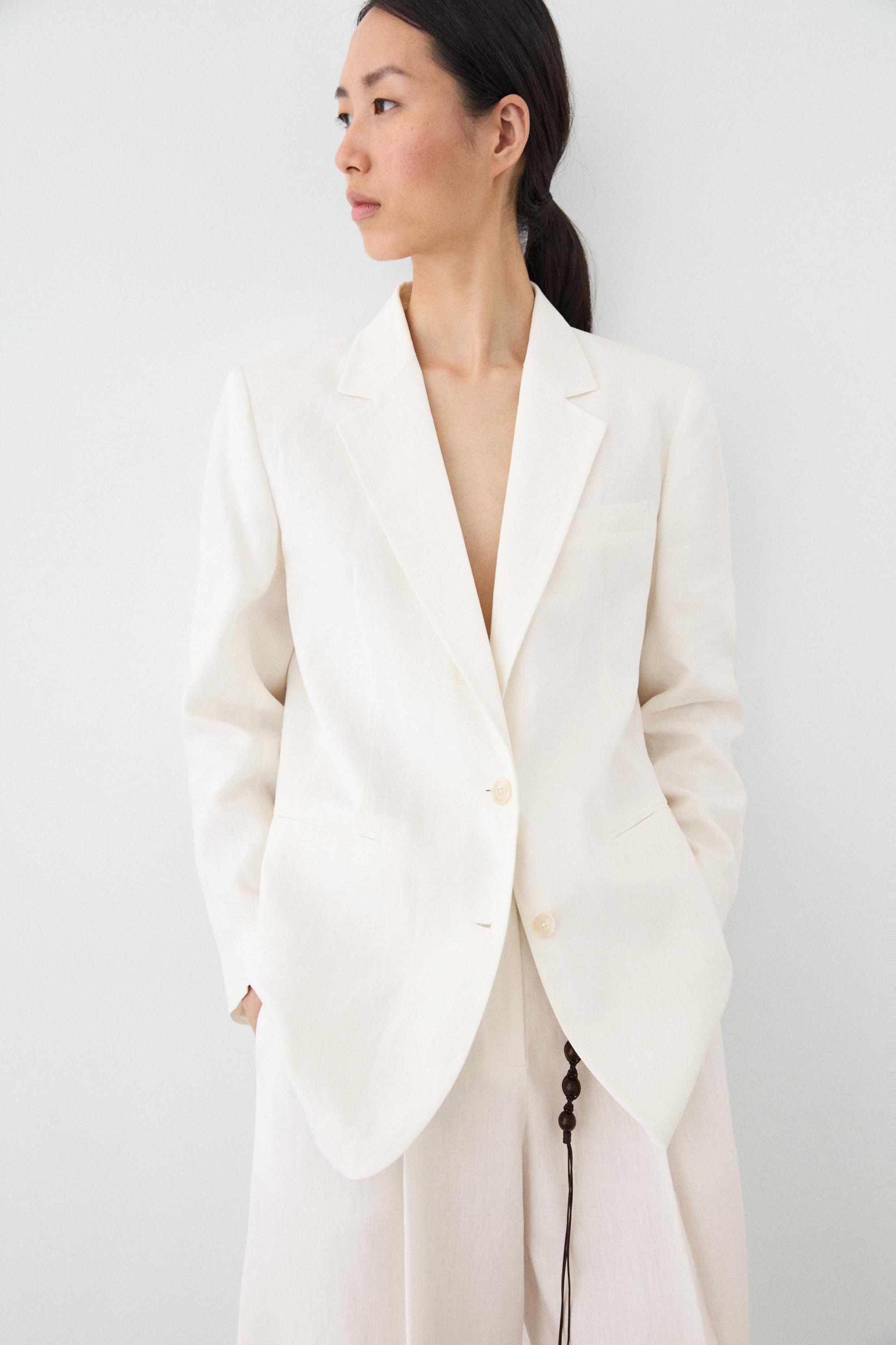 100% linen oversize blazer — Off white