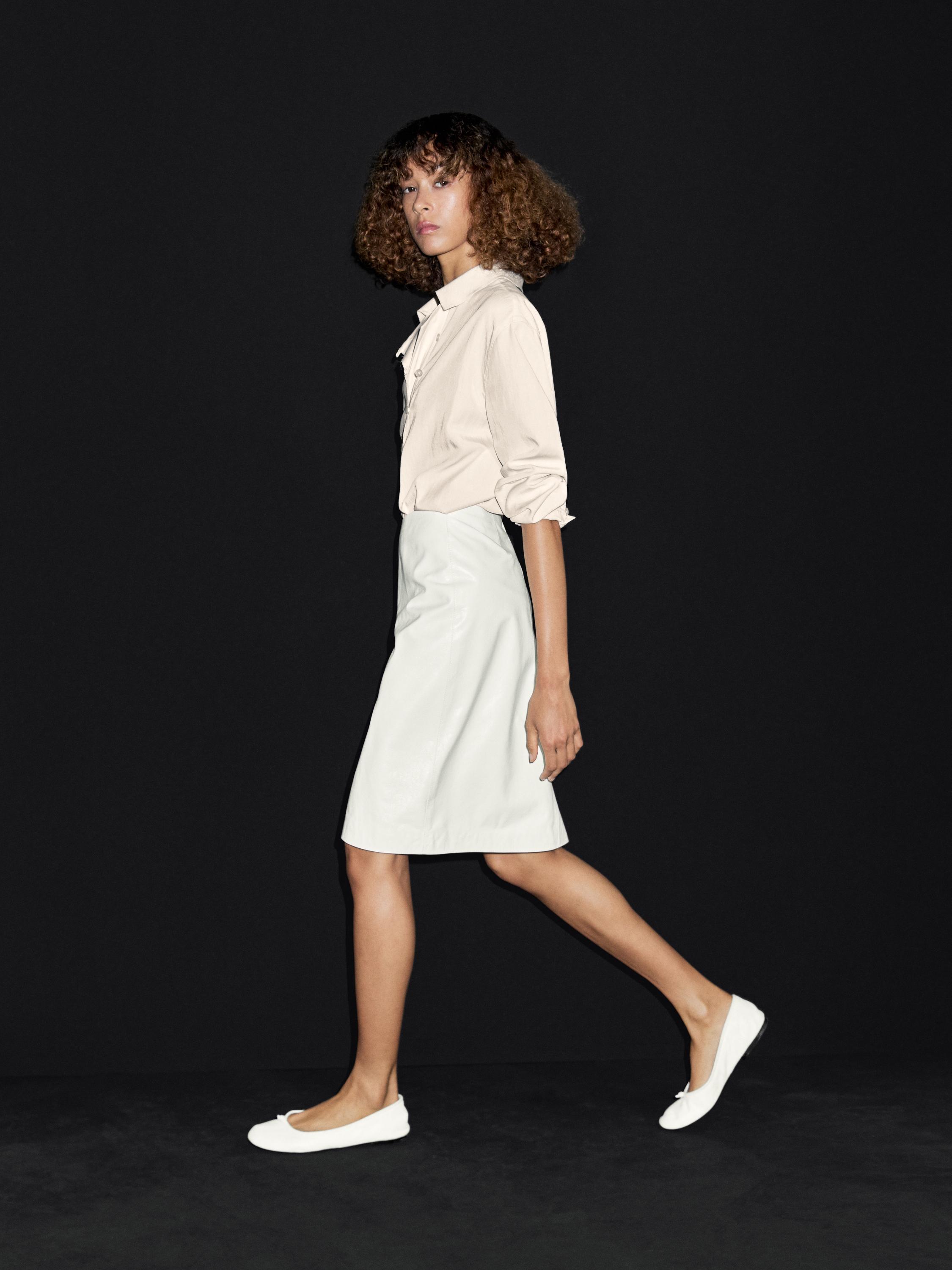 Nappa leather midi skirt