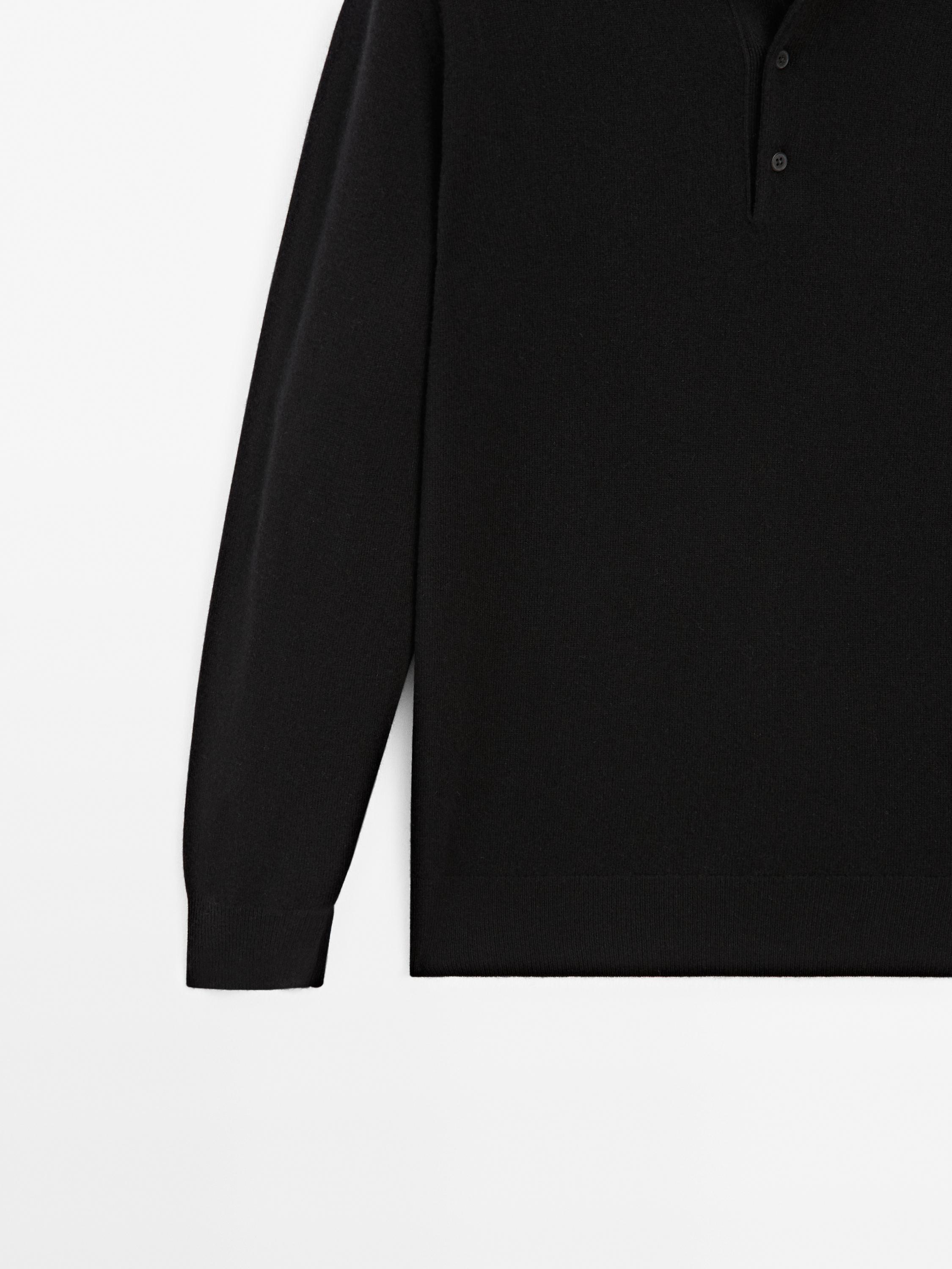Wool blend polo collar sweater