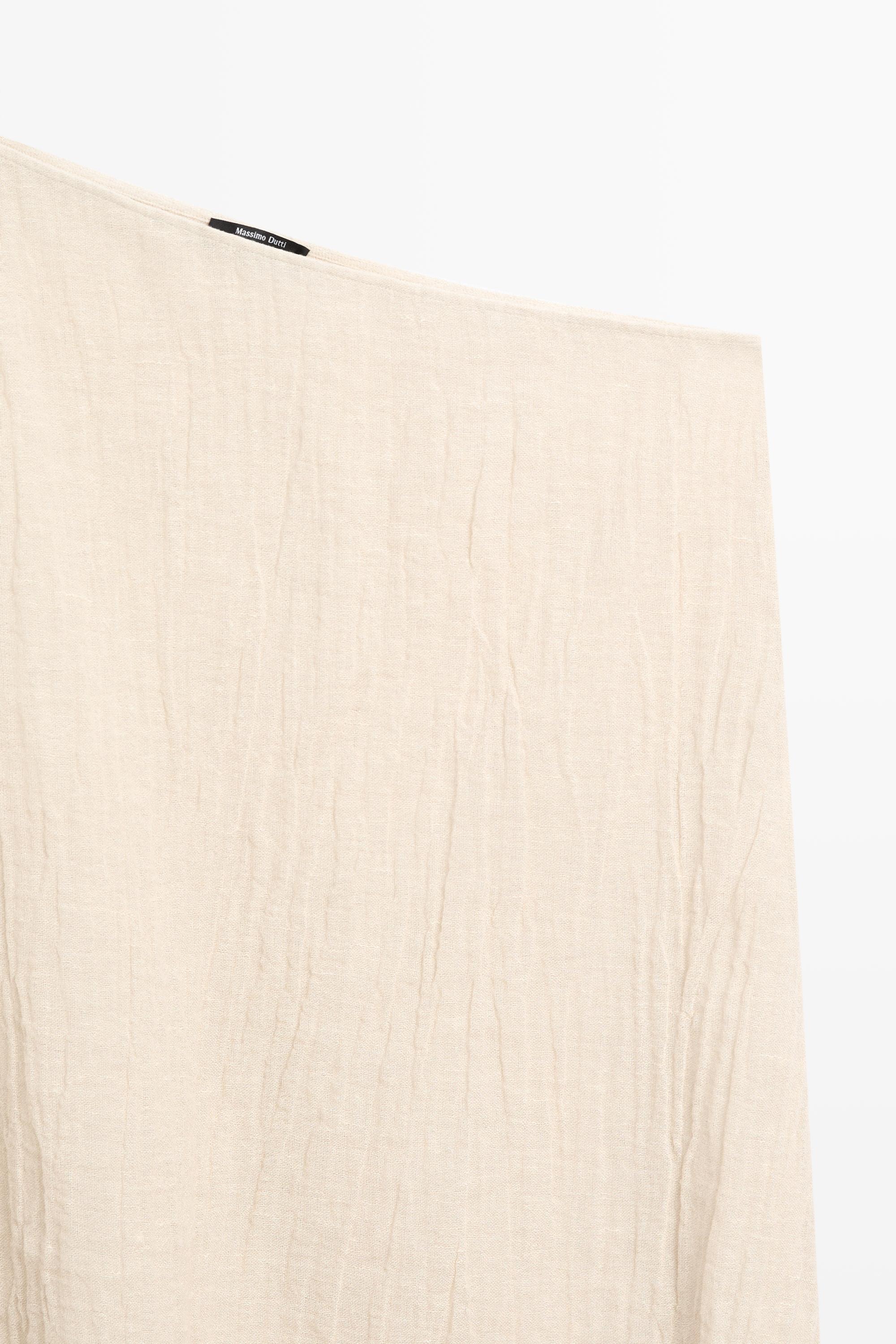 Total look asymmetric linen blend cape top — BEIGE MARL