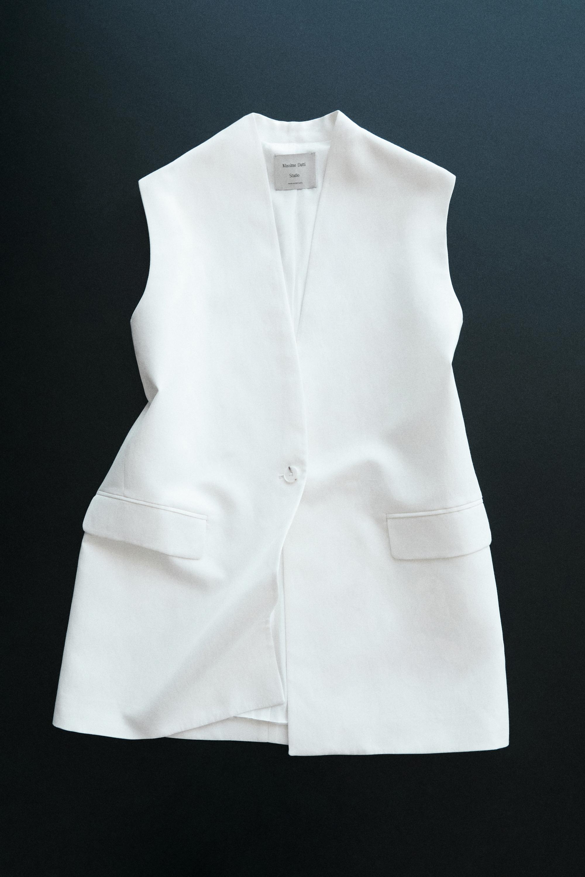 Waistcoat with pocket details - STUDIO — WHITE
