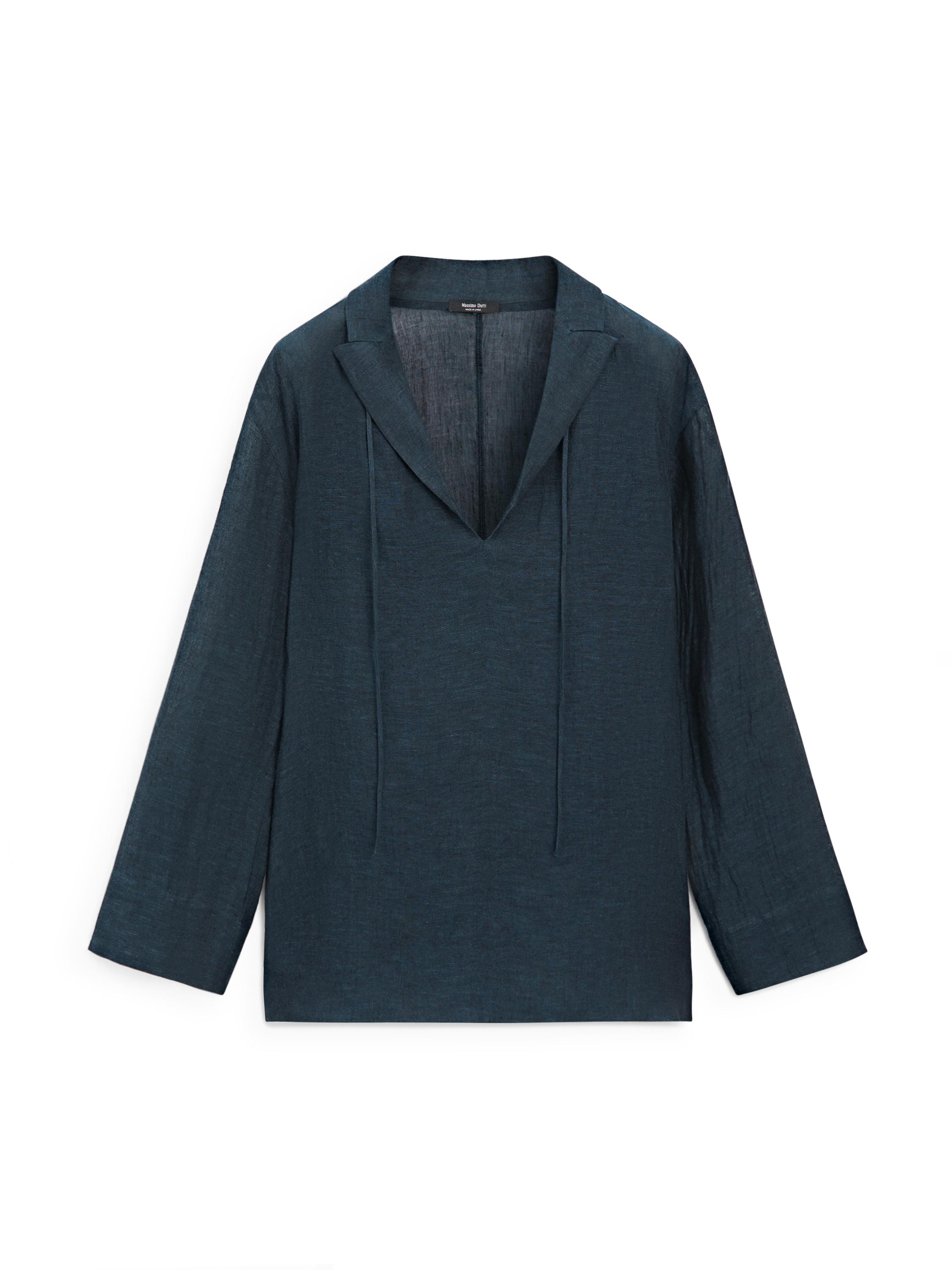100% linen flowing collared blouse — LEAD
