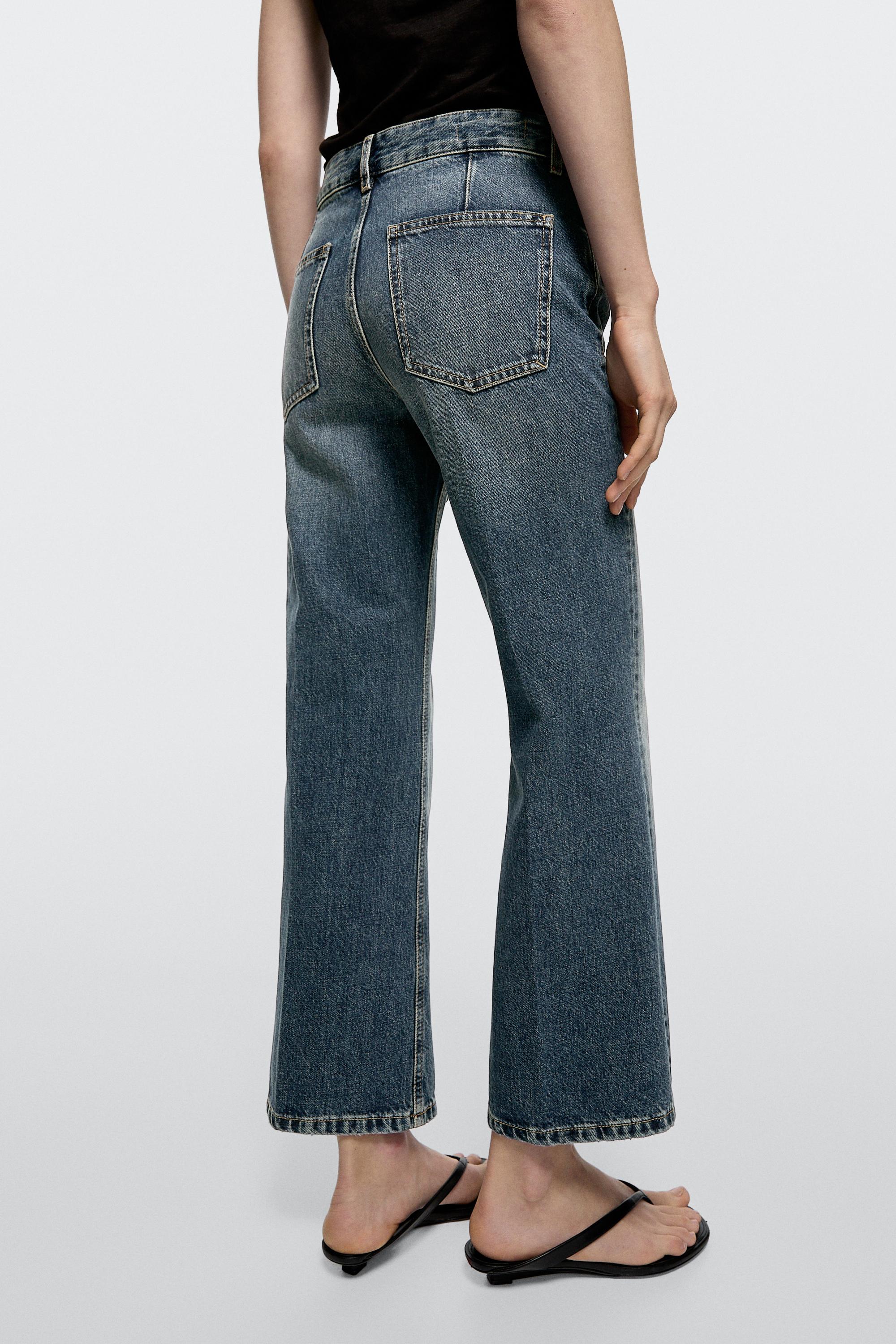Mid-rise cropped flare fit jeans — MEDIUM BLUE