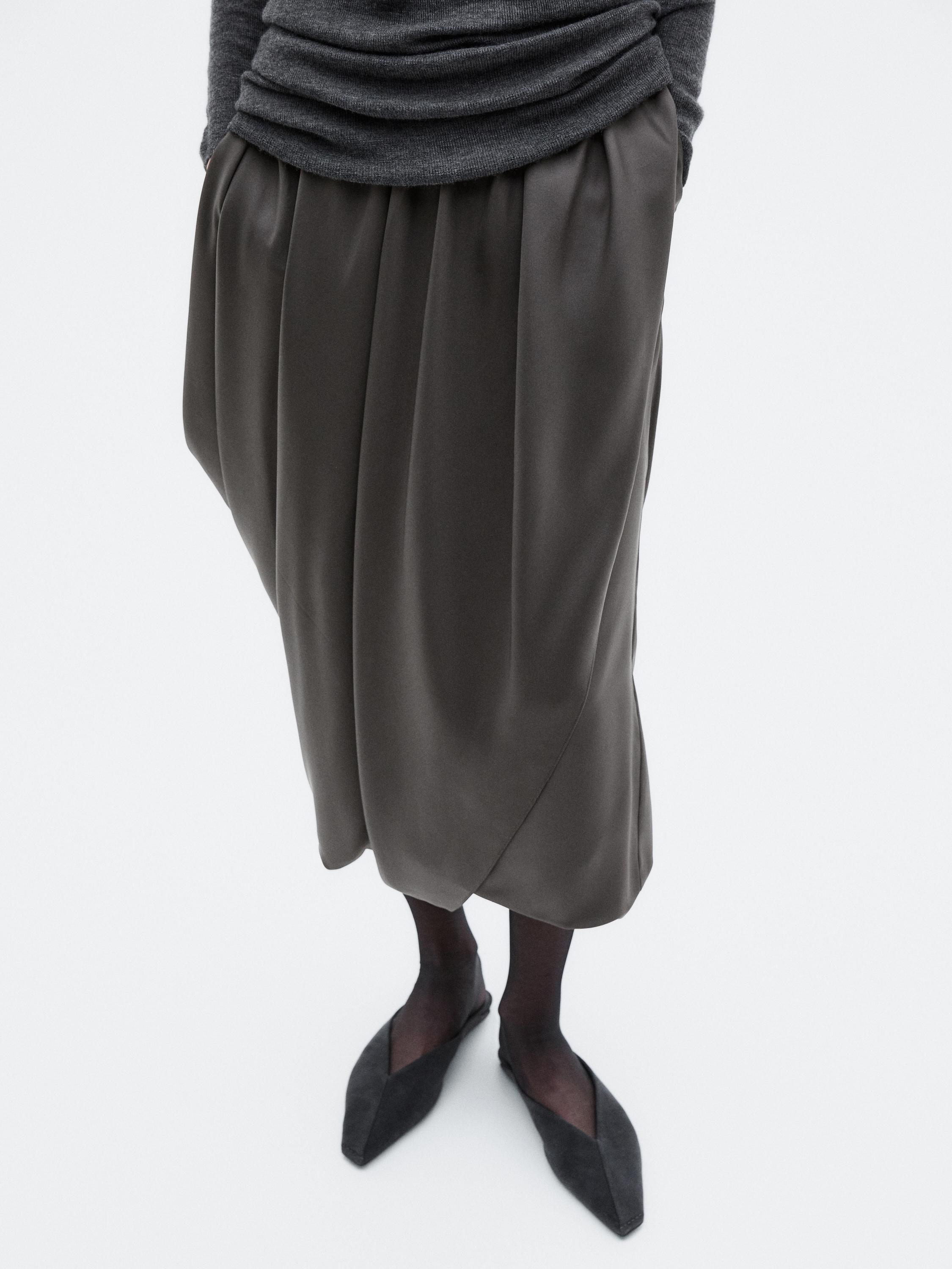 Gedrapeerde 100% zijden halflange rok - LIMITED