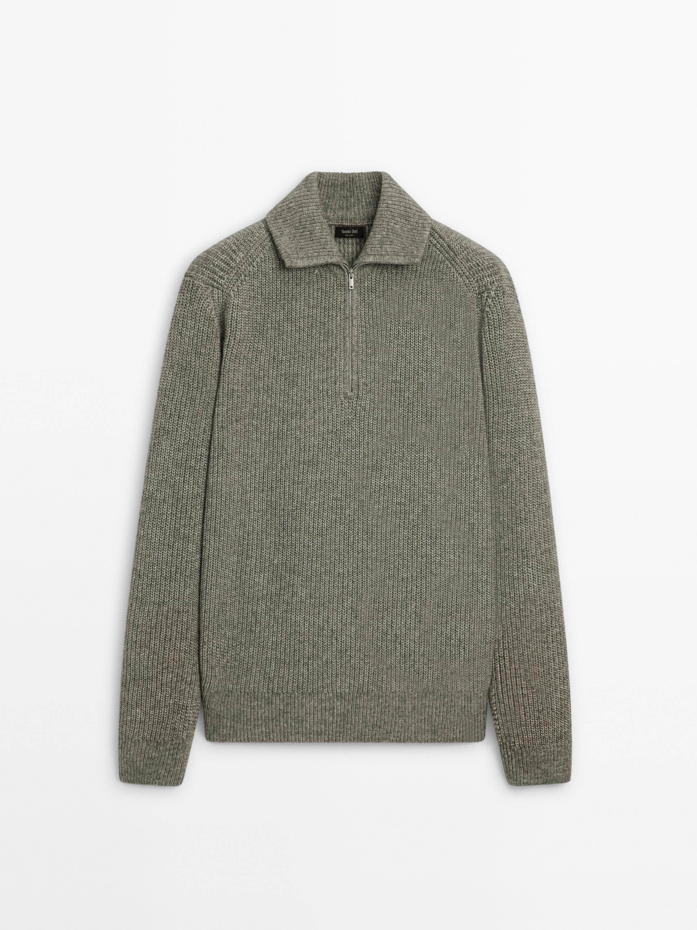 Cotton blend mock neck sweater