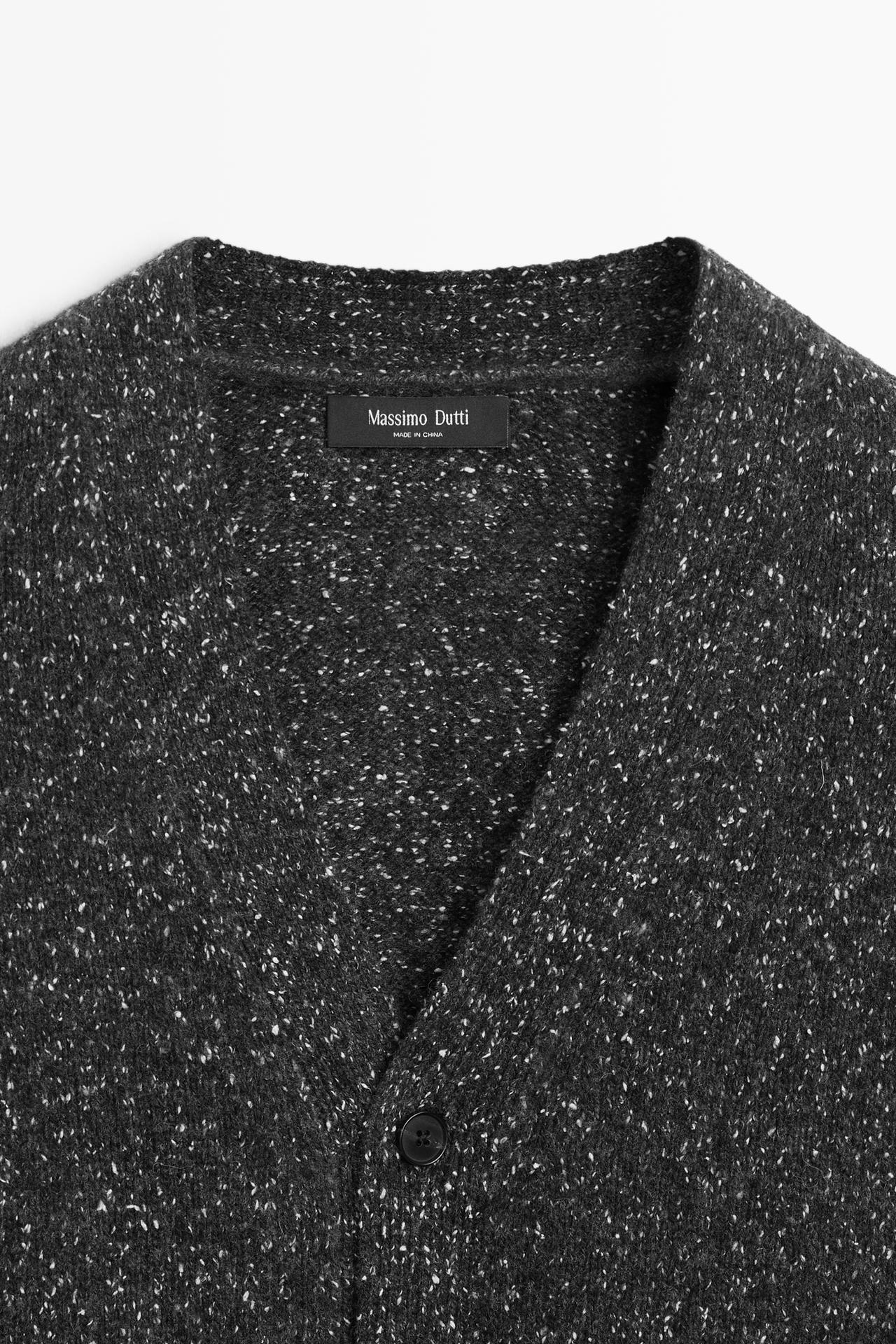 Marled knit cardigan with wool — CHARCOAL