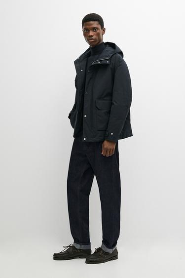 Short quilted parka with pocket details — NAVY BLUE 1