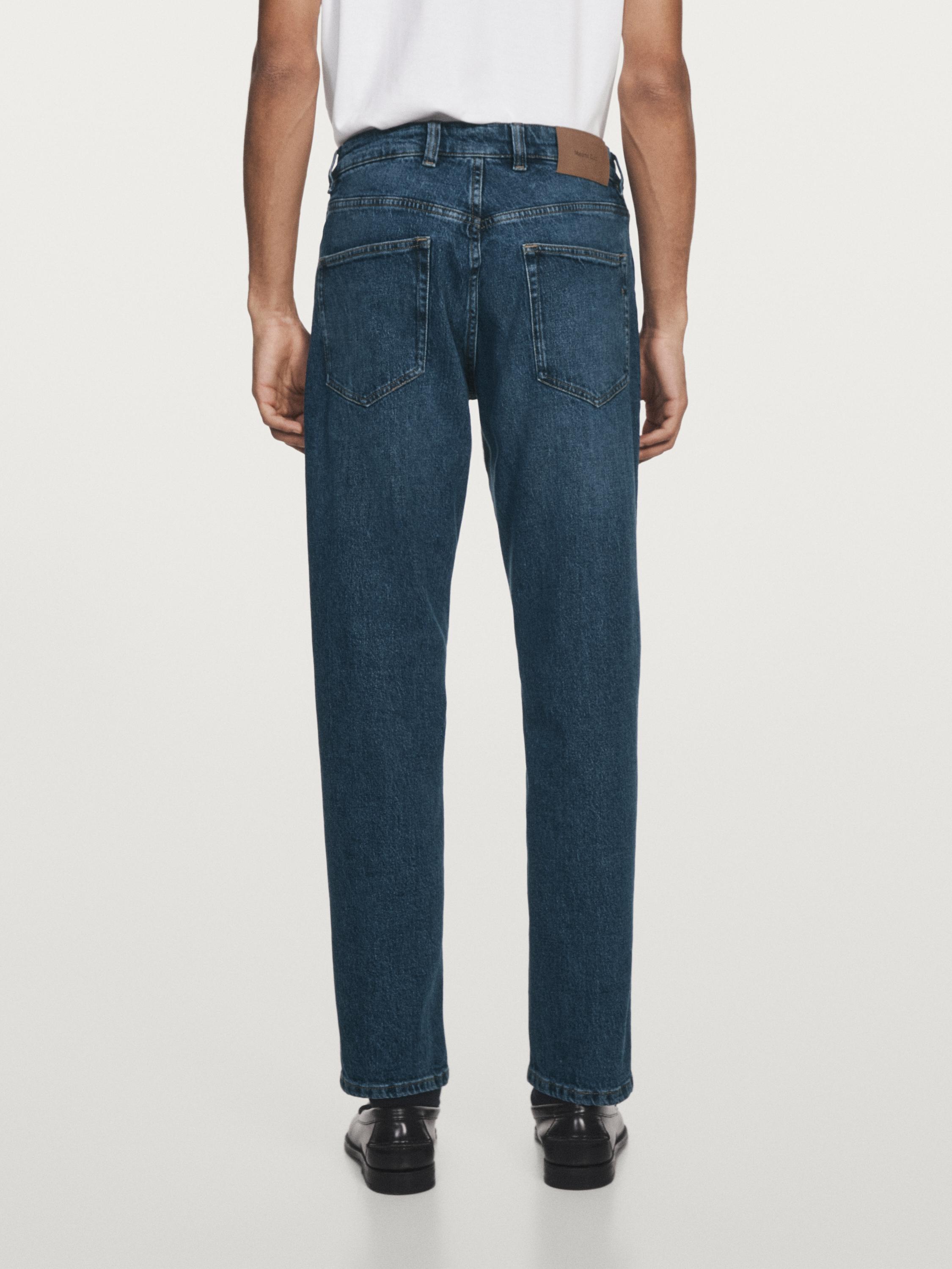 Cotton blend tapered fit jeans